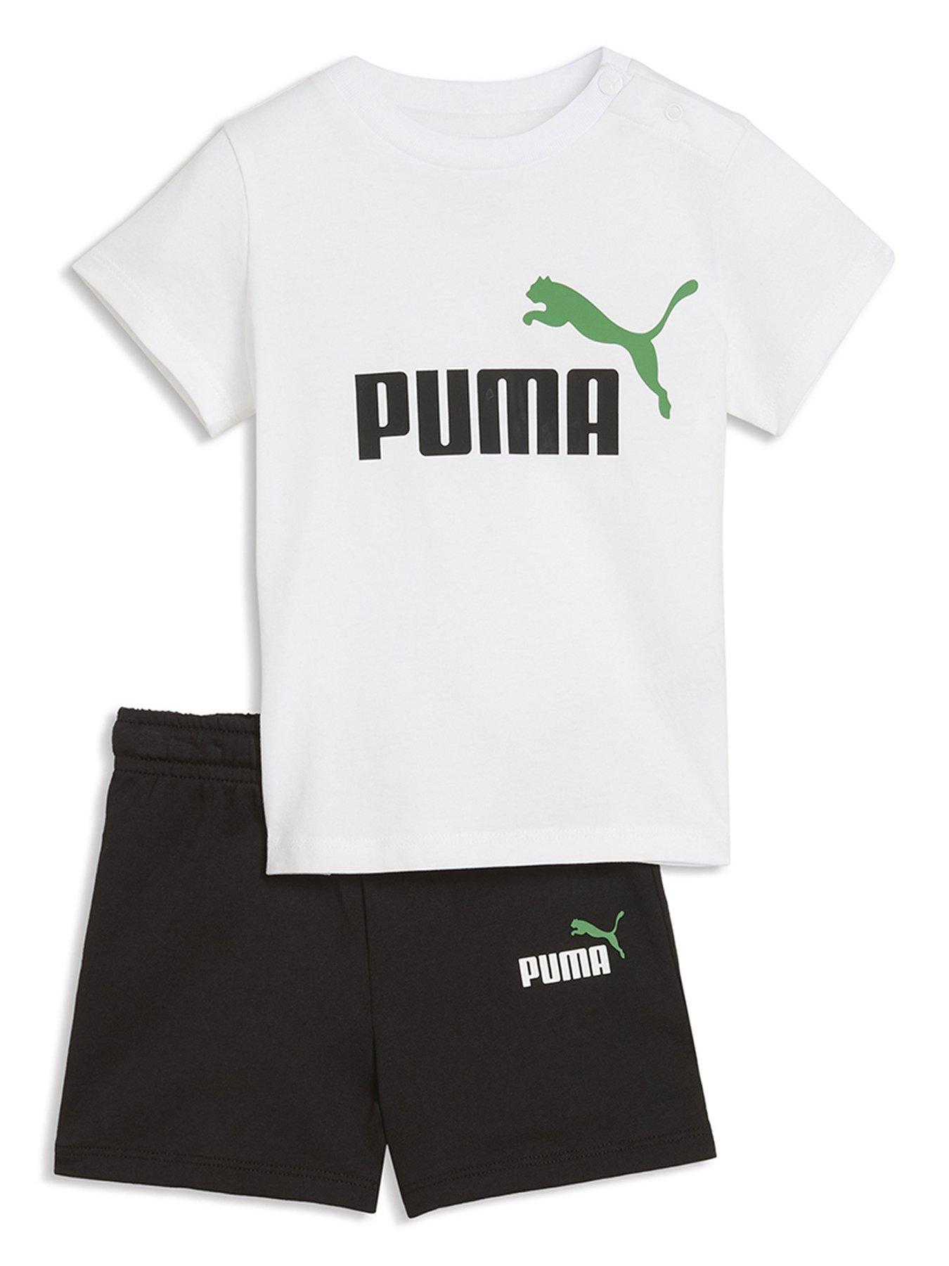 Puma Boys Infant Minicats Tee And Shorts Set - Black/green