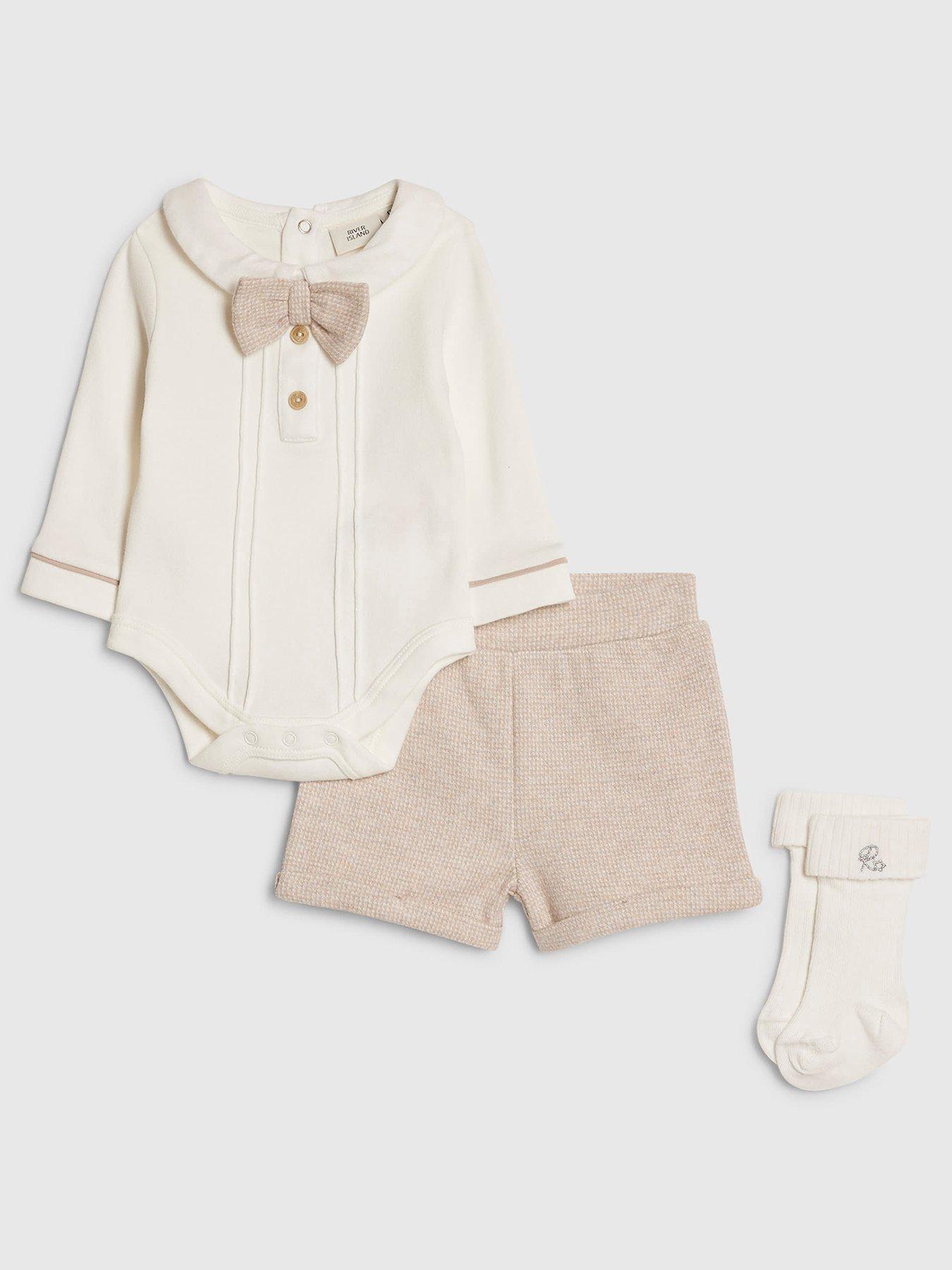 River Island Baby Boys 3 Piece Bodysuit Set - Beige