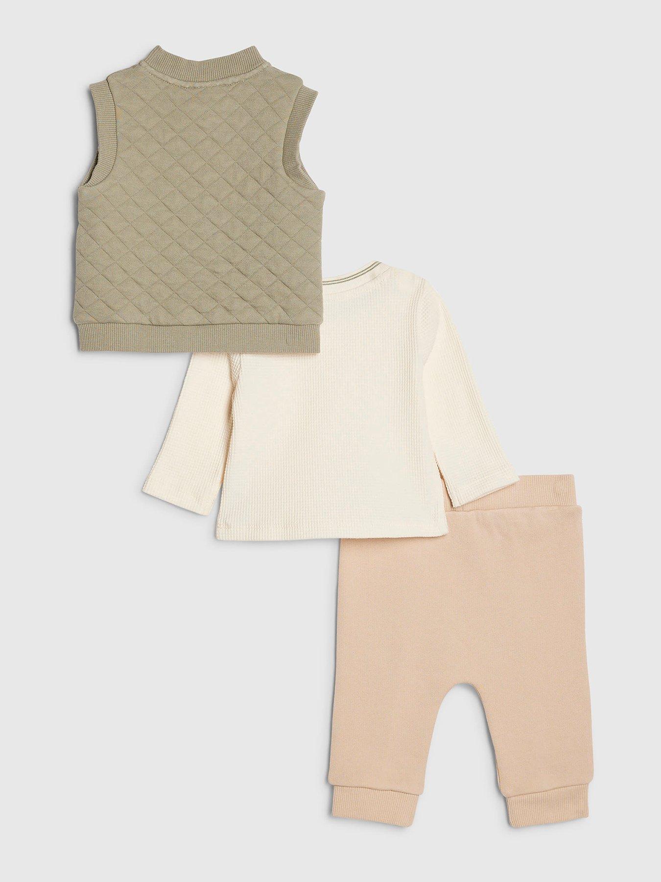 Image 2 of 4 of River Island Baby Boys Quilted Gilet Set - Khaki