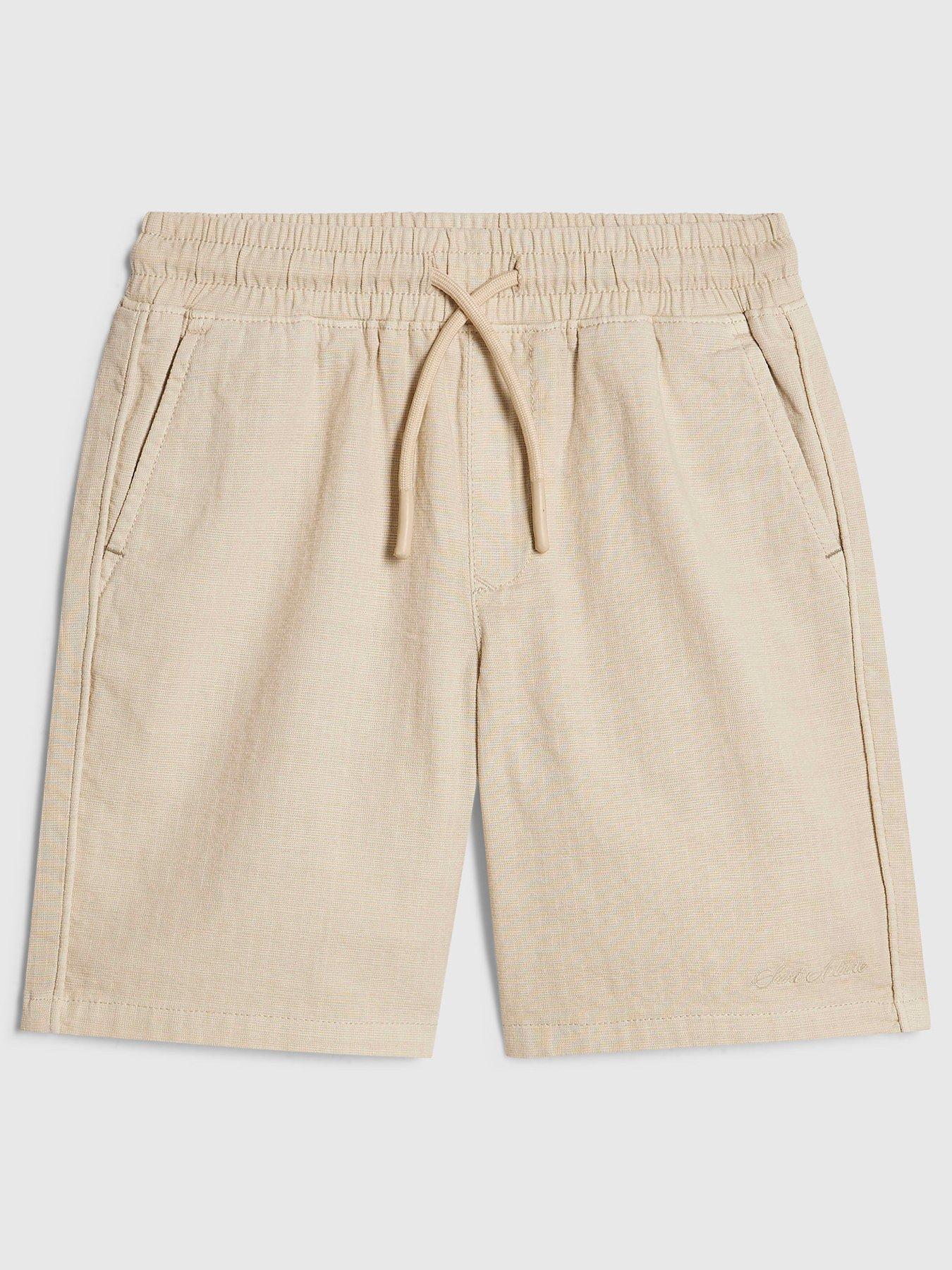 River Island Older Boys Pull On Drawstring Shorts, Beige, Size Age: 9-10 Years