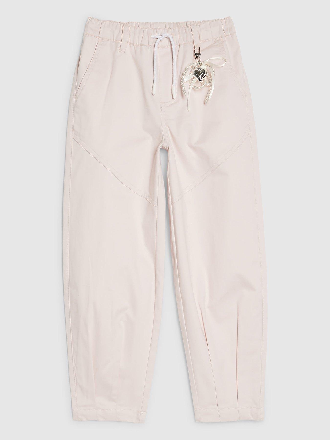 River Island Older Girls Twill Keyring Cargo Trousers - Pink