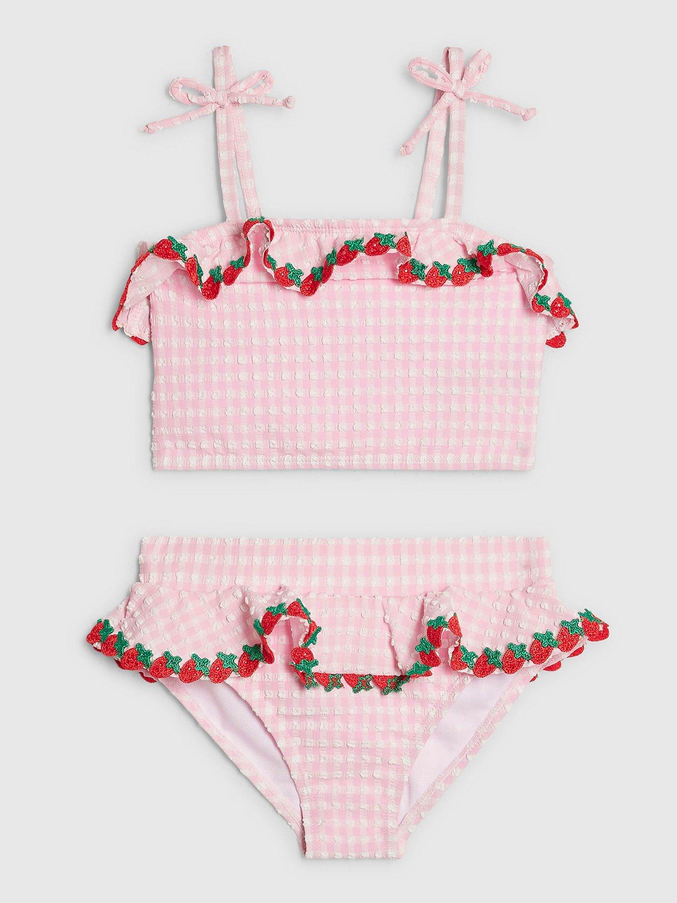 River Island Mini Girls Strawberry Bow Tankini Set - Pink