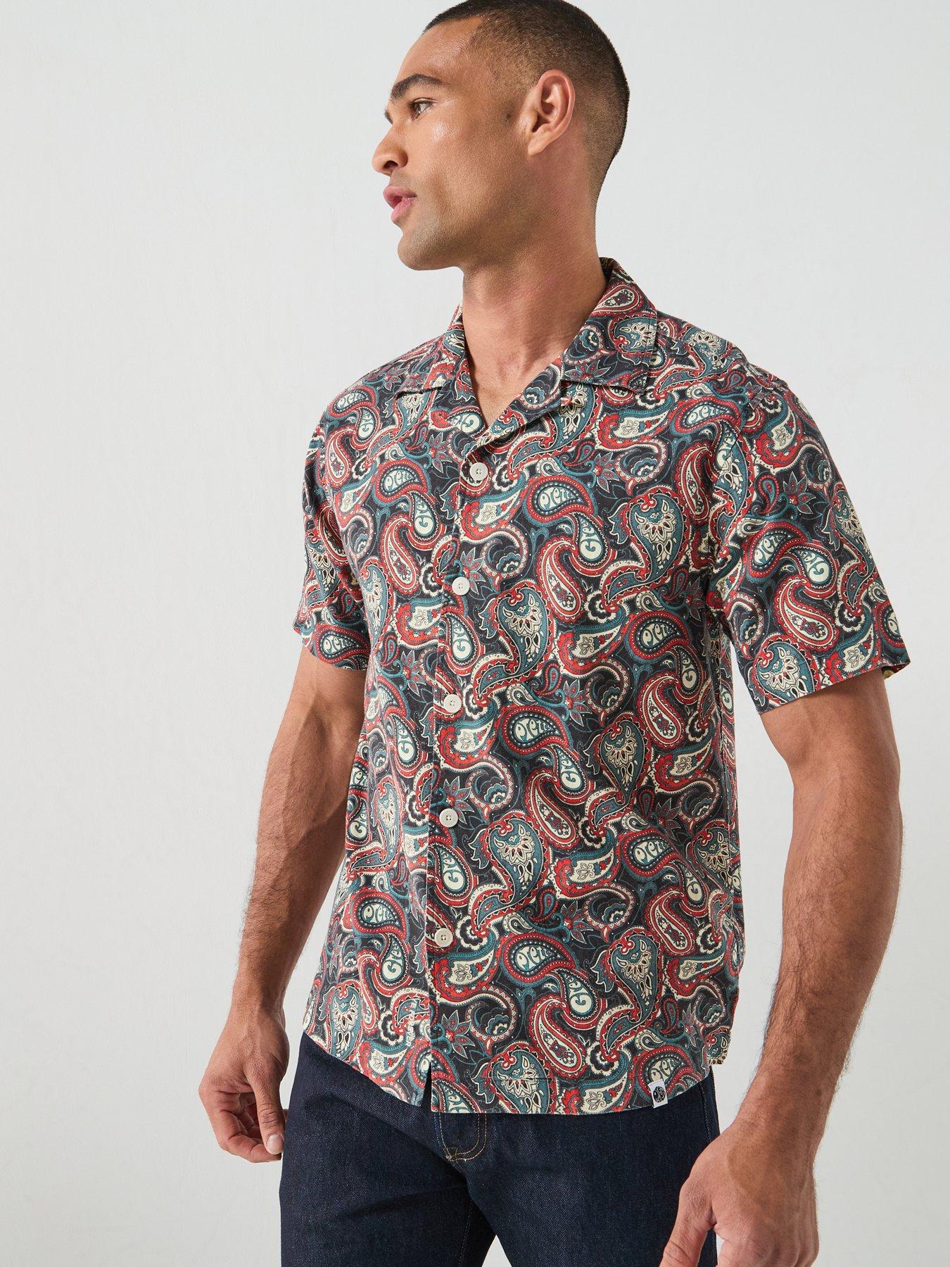 Pretty Green Bonamassa Paisley Print Short Sleeve Shirt, Red, Size Xl, Men