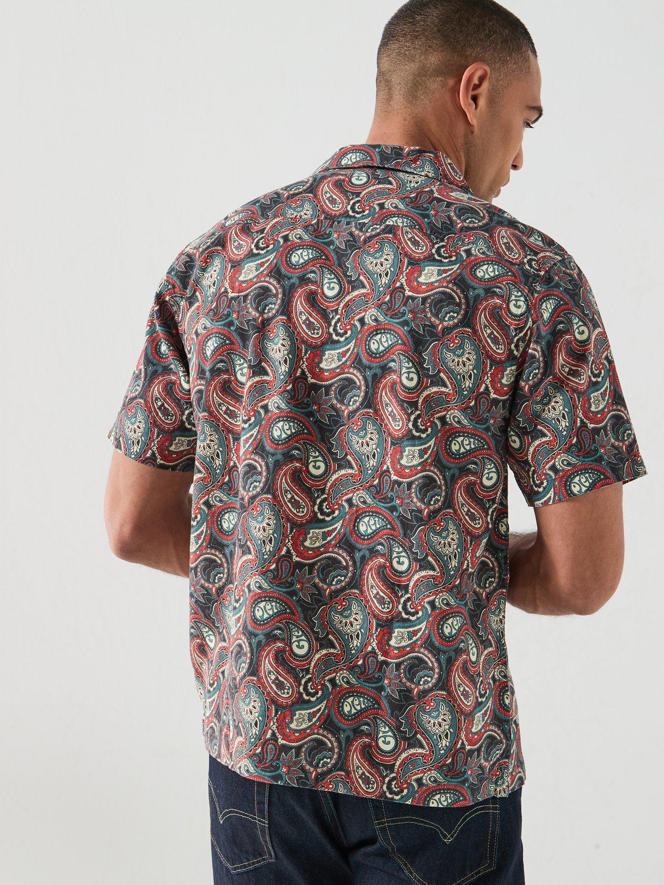Image 2 of 6 of Pretty Green Pretty Green Bonamassa Paisley Print Short Sleeve Shirt - Red