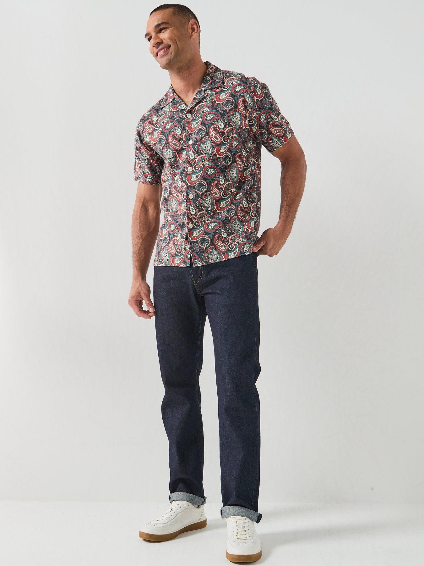 Image 3 of 6 of Pretty Green Pretty Green Bonamassa Paisley Print Short Sleeve Shirt - Red