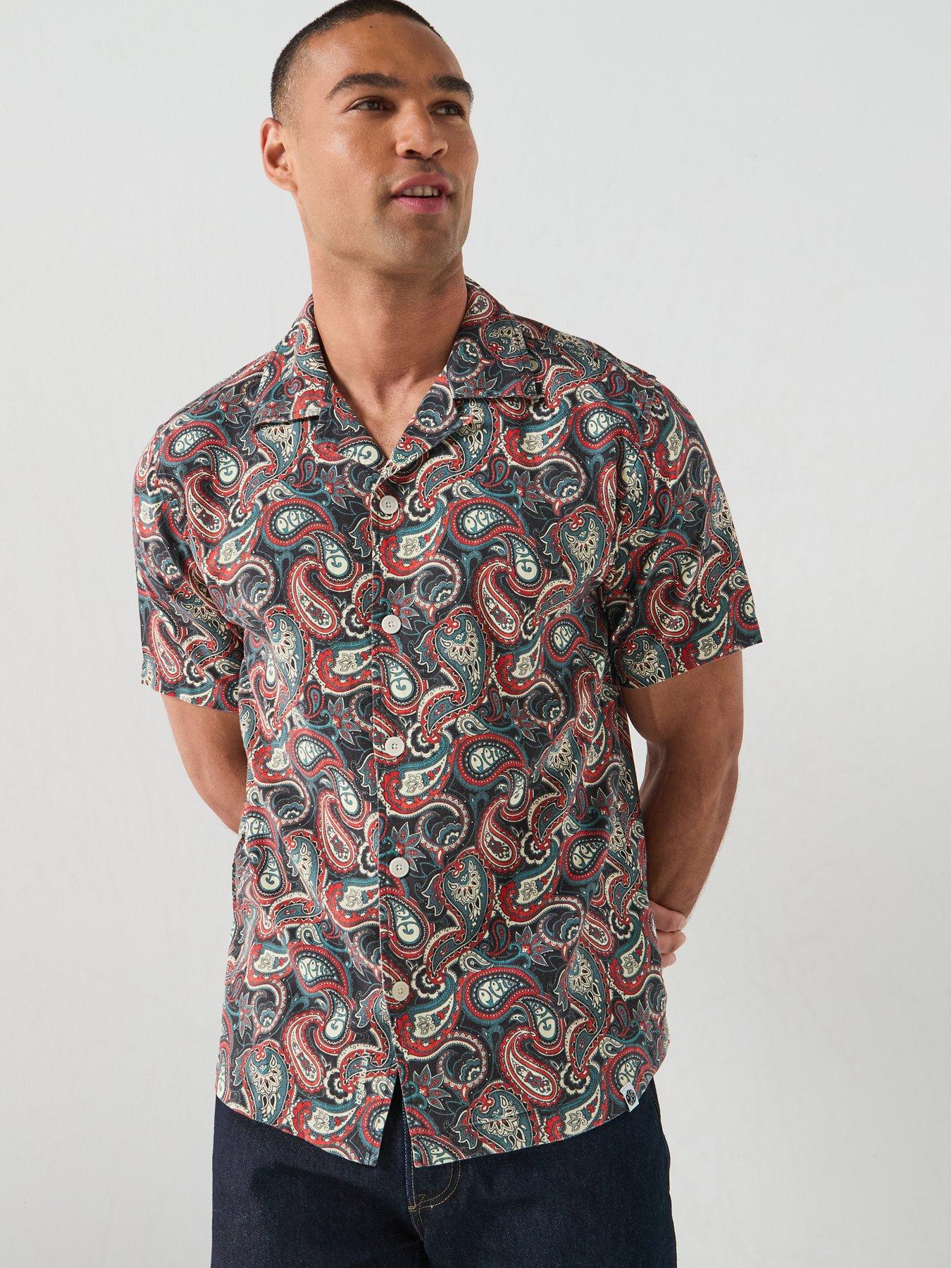 Image 5 of 6 of Pretty Green Pretty Green Bonamassa Paisley Print Short Sleeve Shirt - Red
