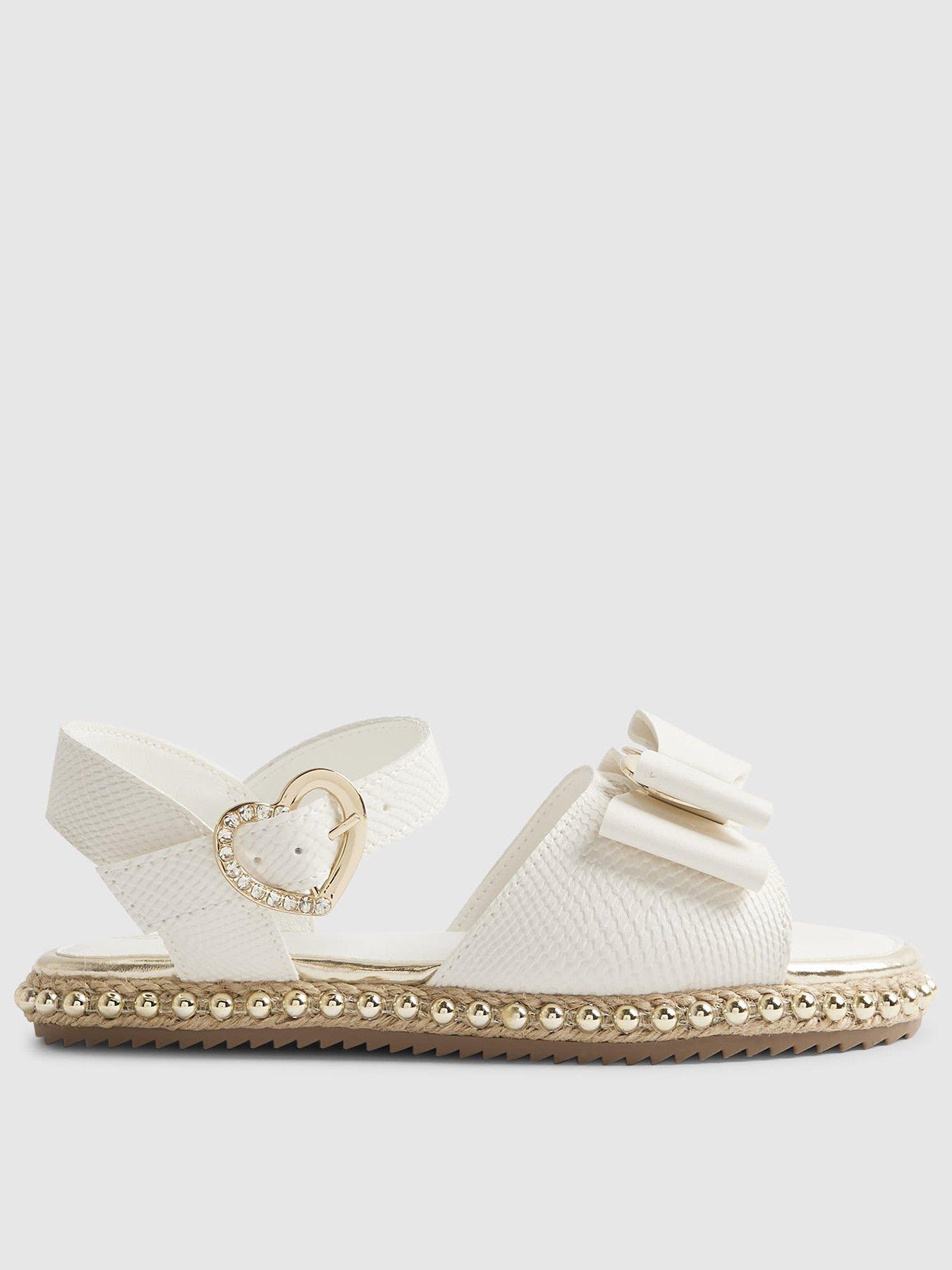 River Island Older Girls Snake Bow Espadrille Sandals - White