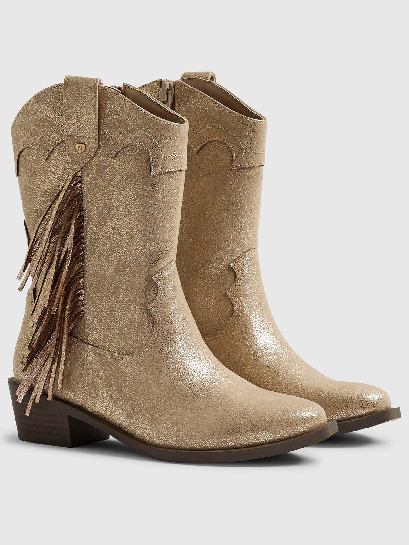 Image 2 of 5 of River Island Older Girls Western Tassel Boots - Gold
