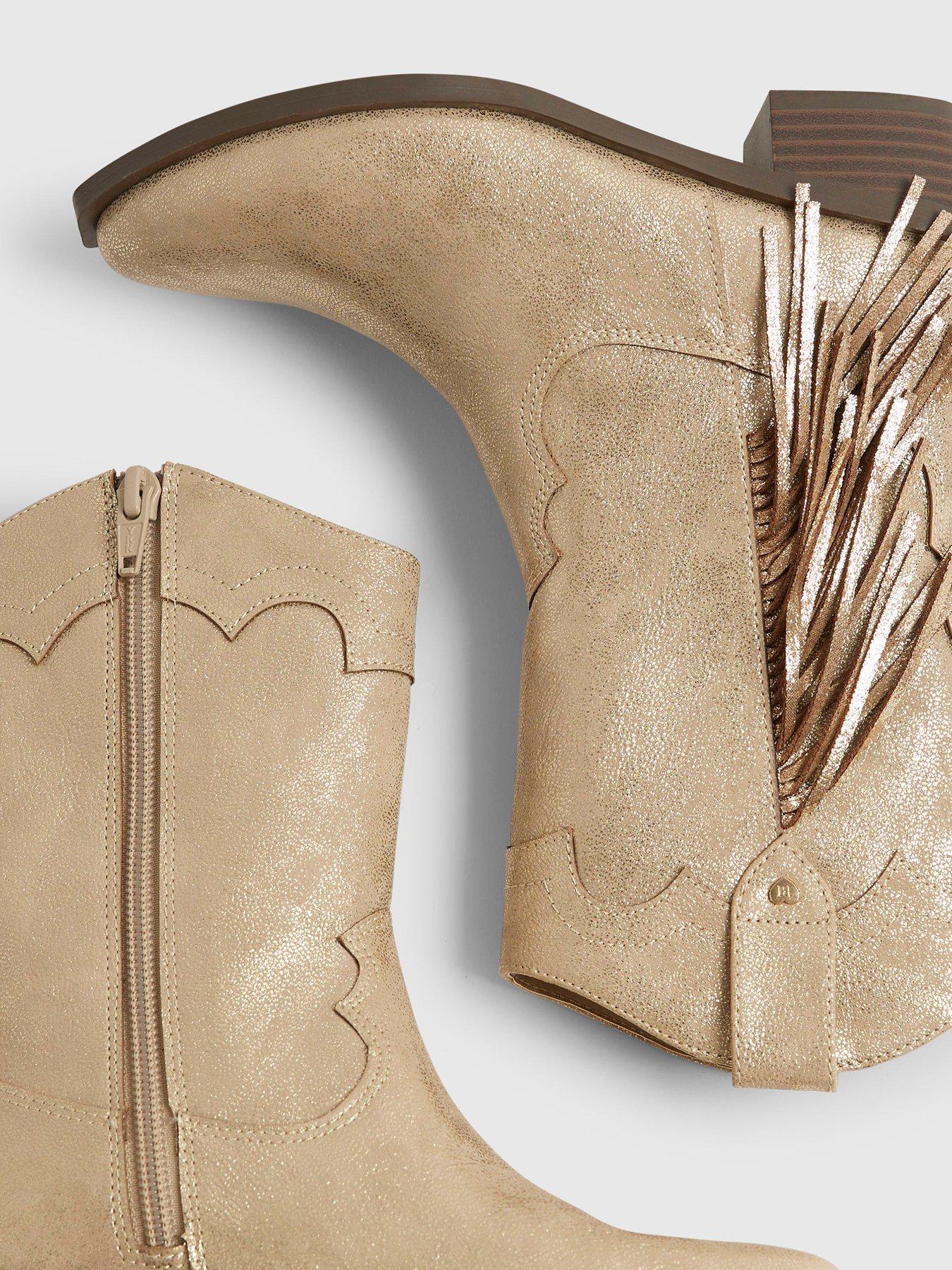 Image 4 of 5 of River Island Older Girls Western Tassel Boots - Gold