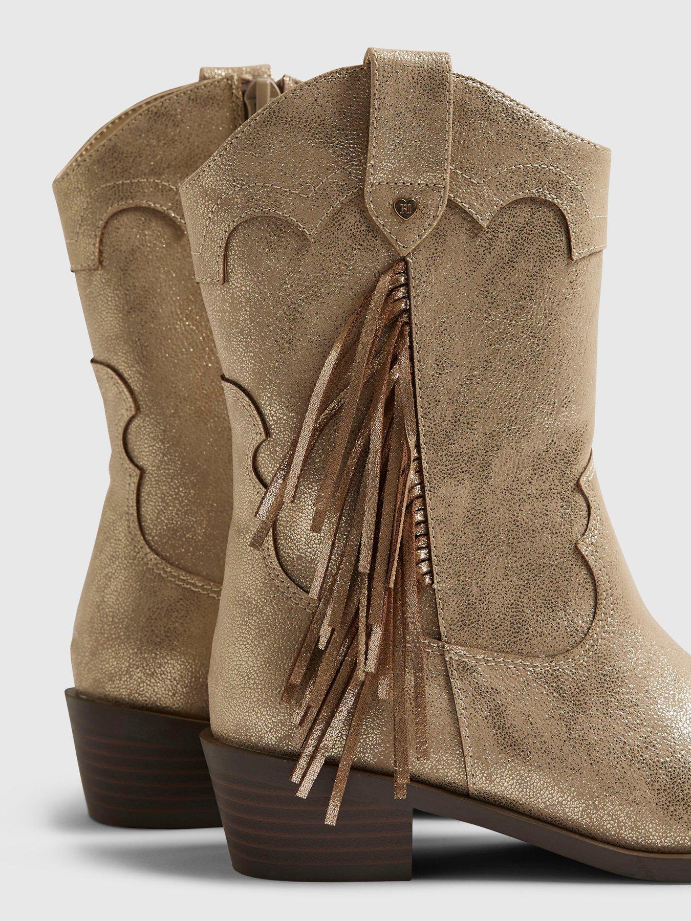 Image 5 of 5 of River Island Older Girls Western Tassel Boots - Gold
