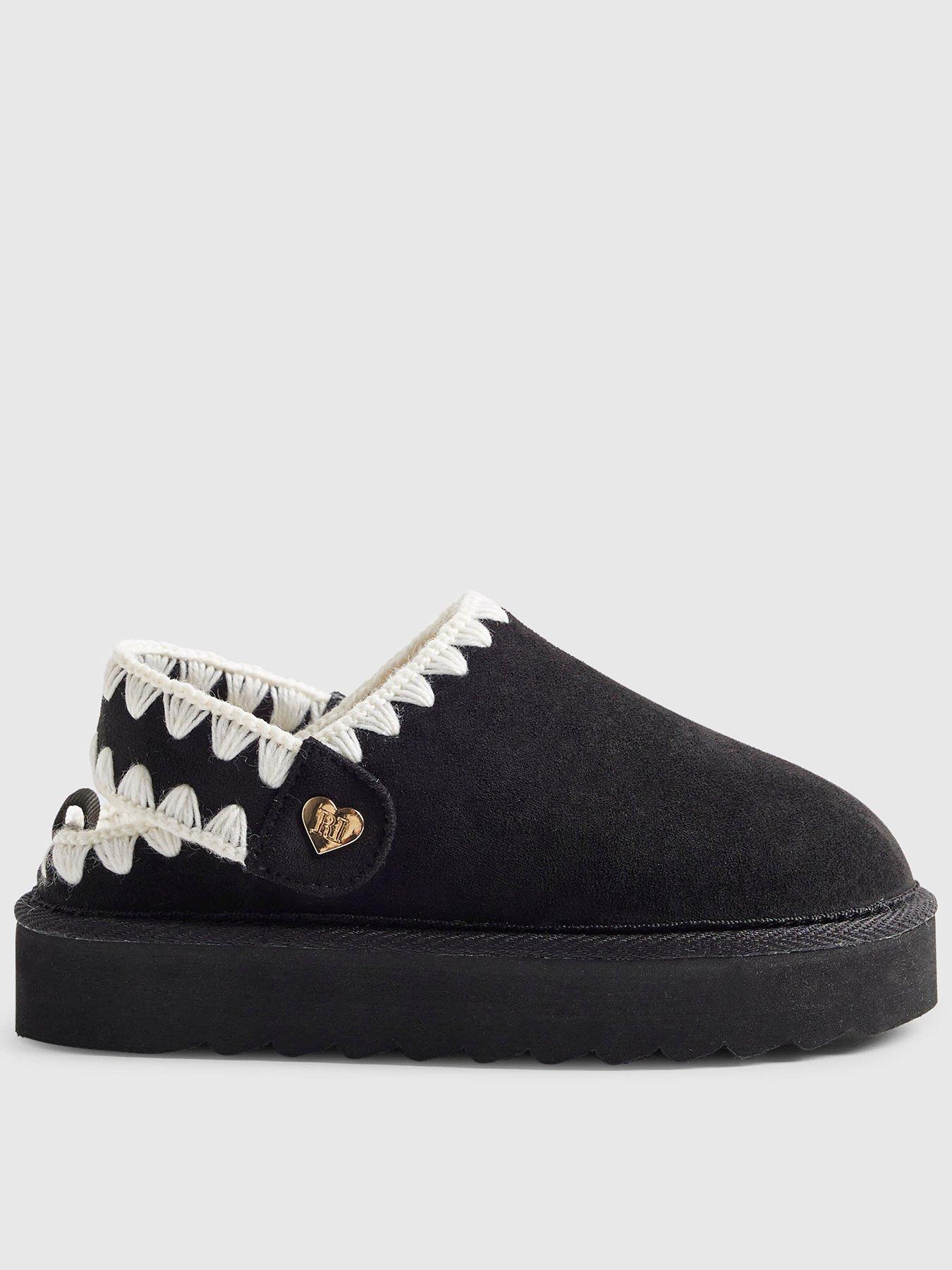 River Island Older Girls Whipstitch Strap Slippers - Black