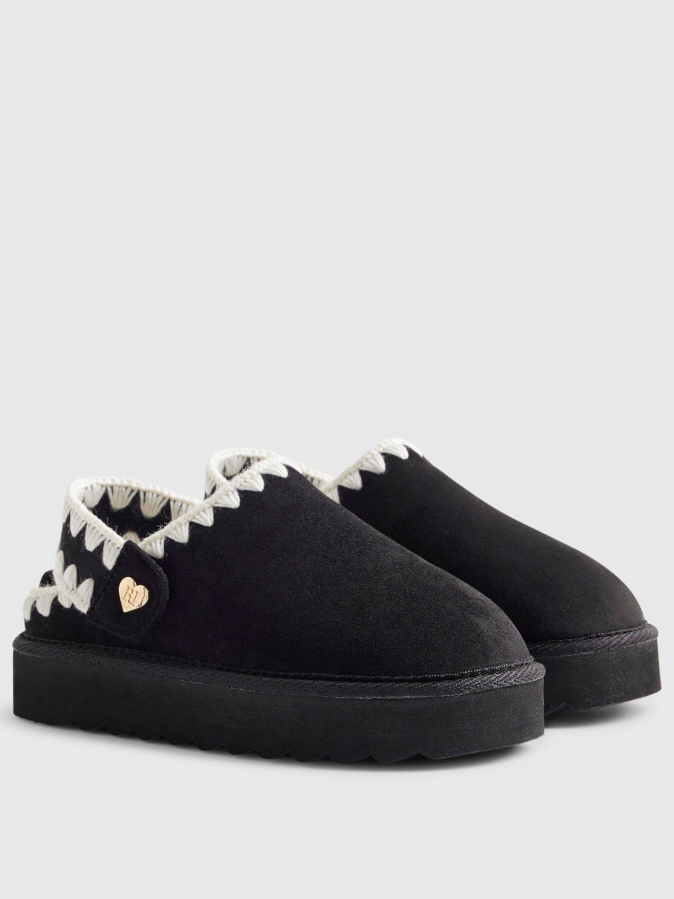 Image 2 of 5 of River Island Older Girls Whipstitch Strap Slippers - Black