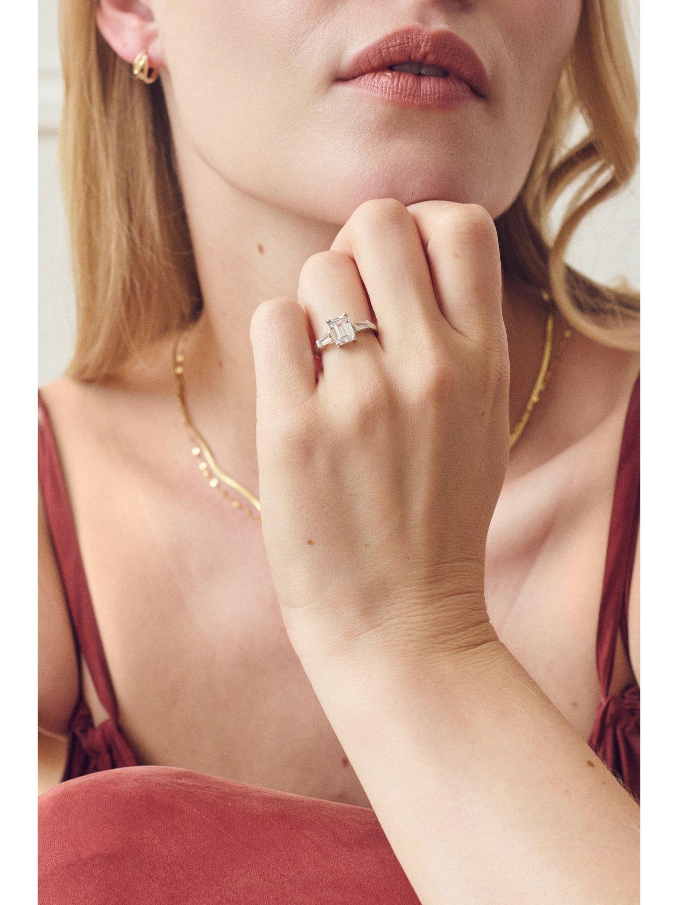 Image 4 of 5 of Created Brilliance Elodie 9ct Yellow Gold Emerald Cut and Tapered Baguettes Lab Grown Diamond Ring