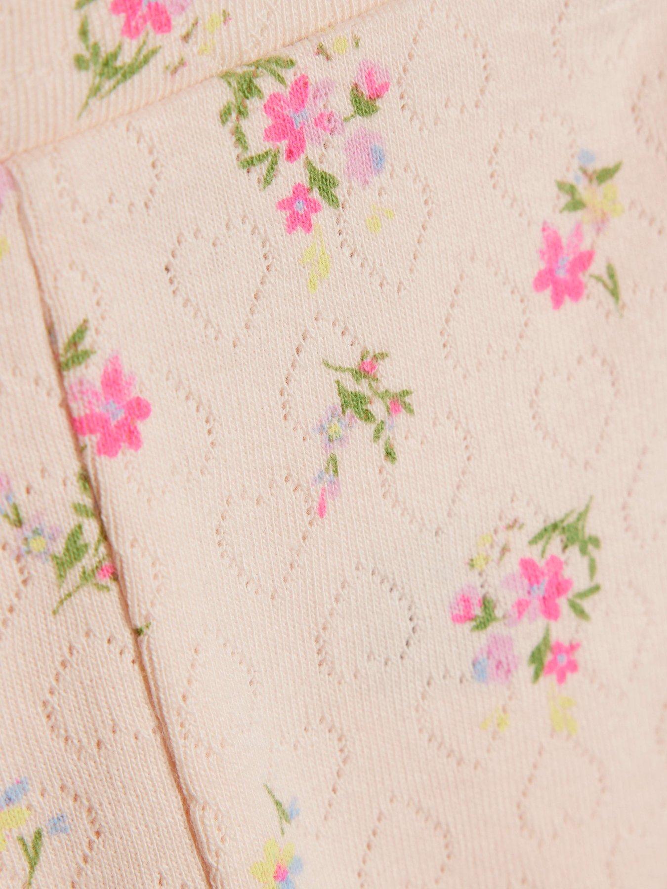 Image 3 of 4 of River Island Baby Girls Pointelle Floral Romper Set - Pink