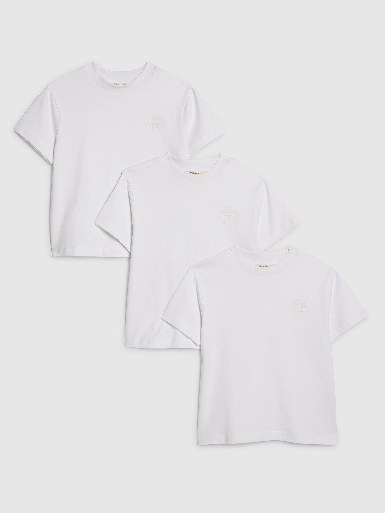 River Island Mini Boys Rr Pack Of 3 T-Shirts, White, Size Age: 2-3 Years