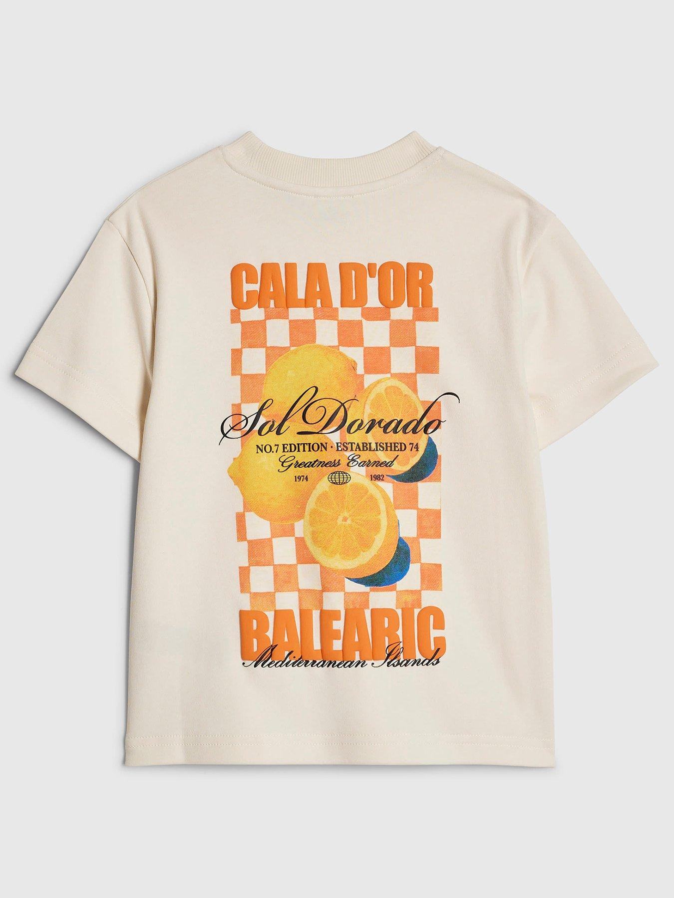 River Island Mini Boys Oversized Back Print Orange T-Shirt - Cream