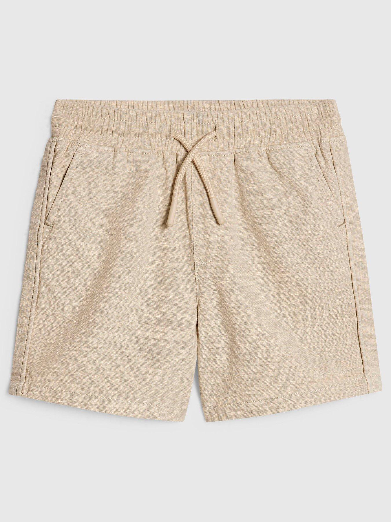 River Island Mini Boys Pull On Drawstring Shorts, Beige, Size Age: 12-18 Months