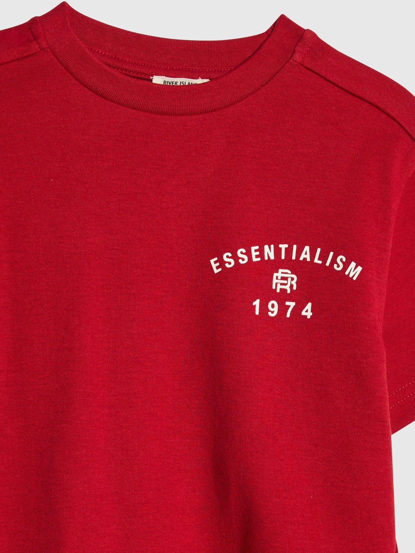 Image 5 of 5 of River Island Mini Boys Essentialism T-Shirt And Short Set - Dark Red