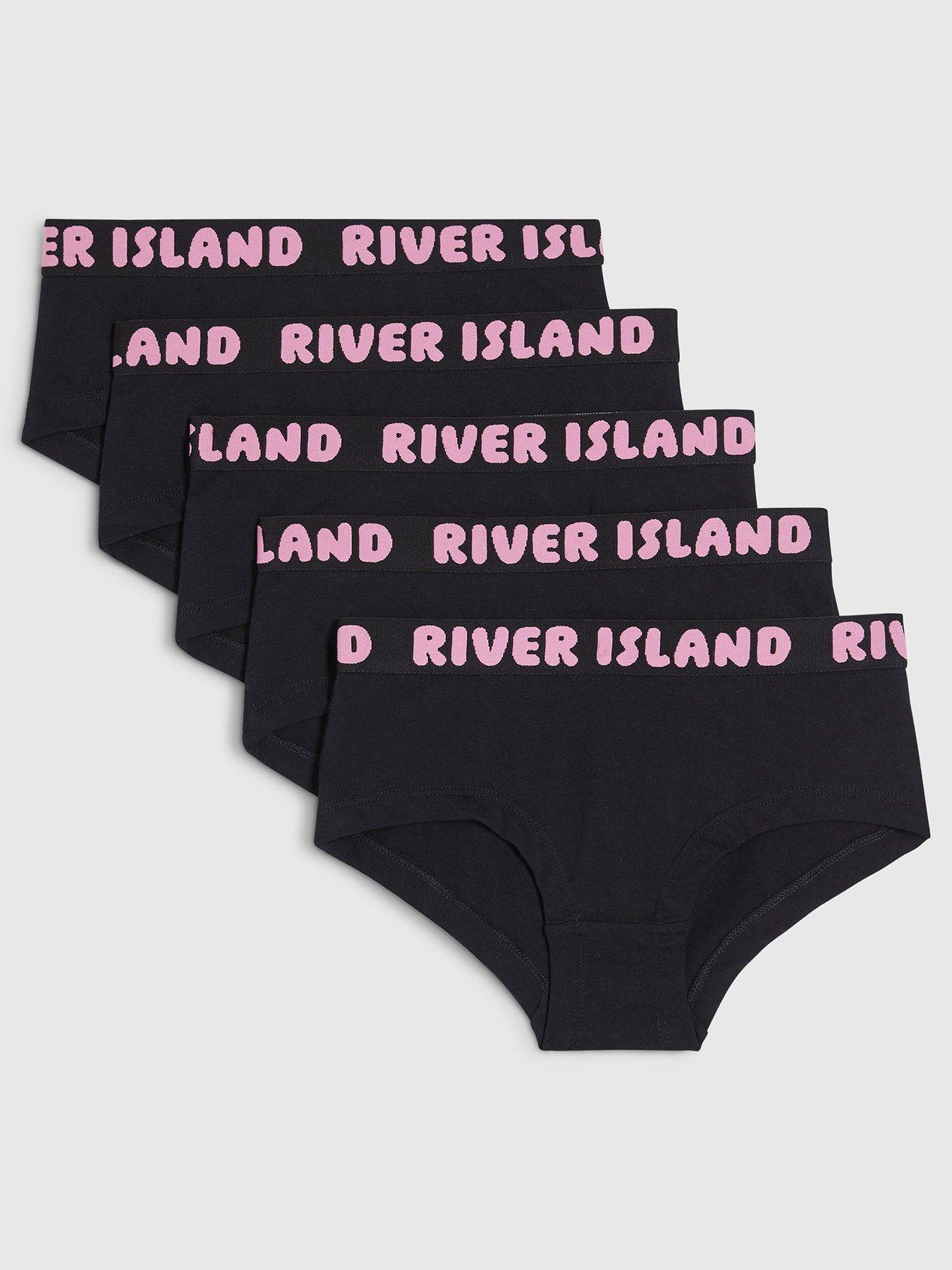 Image 1 of 3 of River Island Girls Hipster Pack Of 5 Briefs - Black