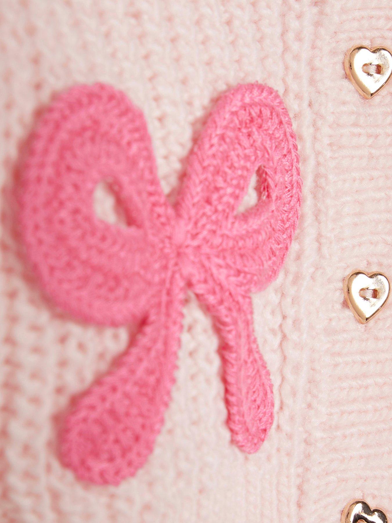 Image 4 of 4 of River Island Baby Girls 3D Bow Knit Cardigan Set - Pink