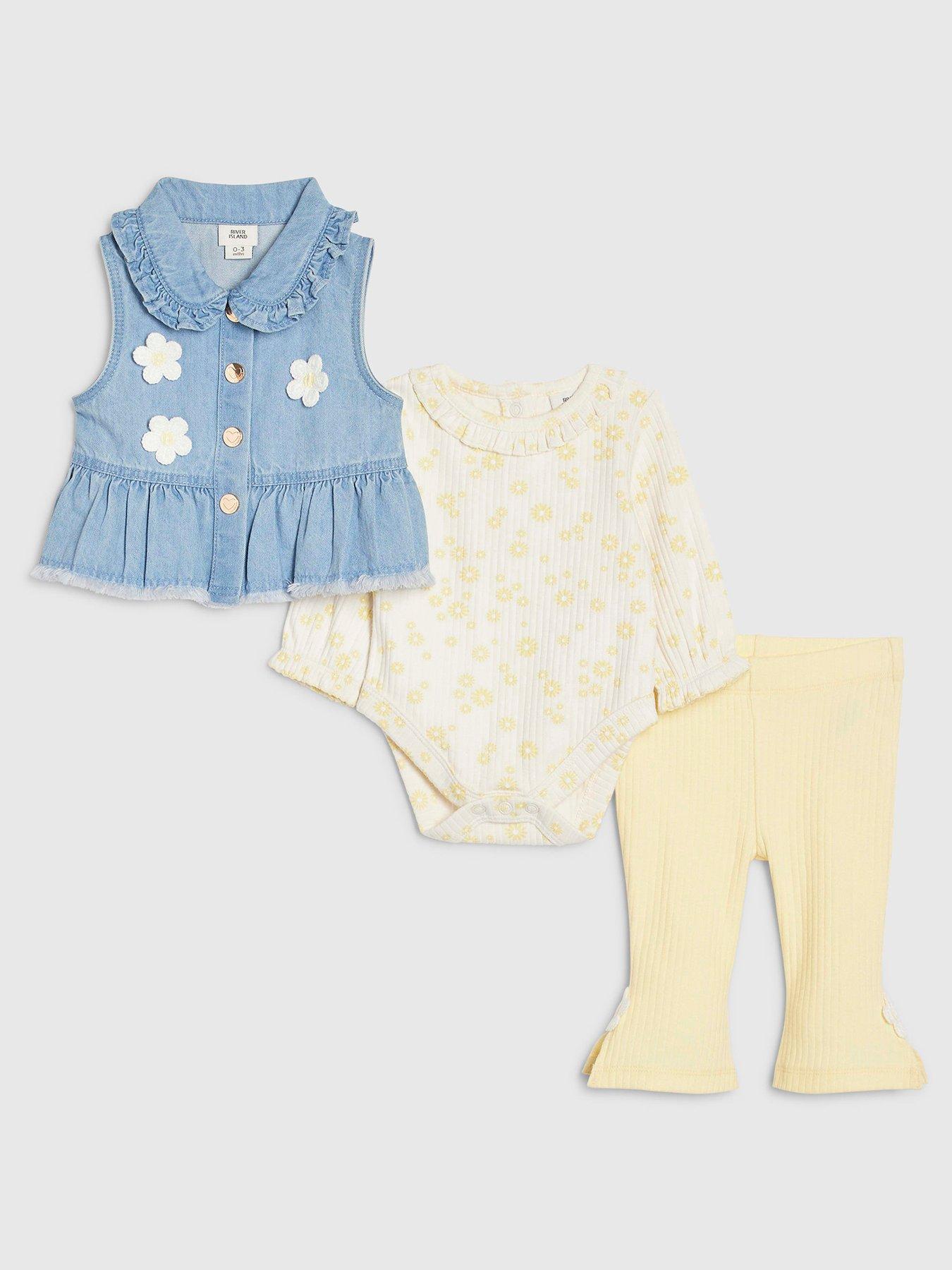 River Island Baby Girls Denim Daisy Gilet Set - Blue