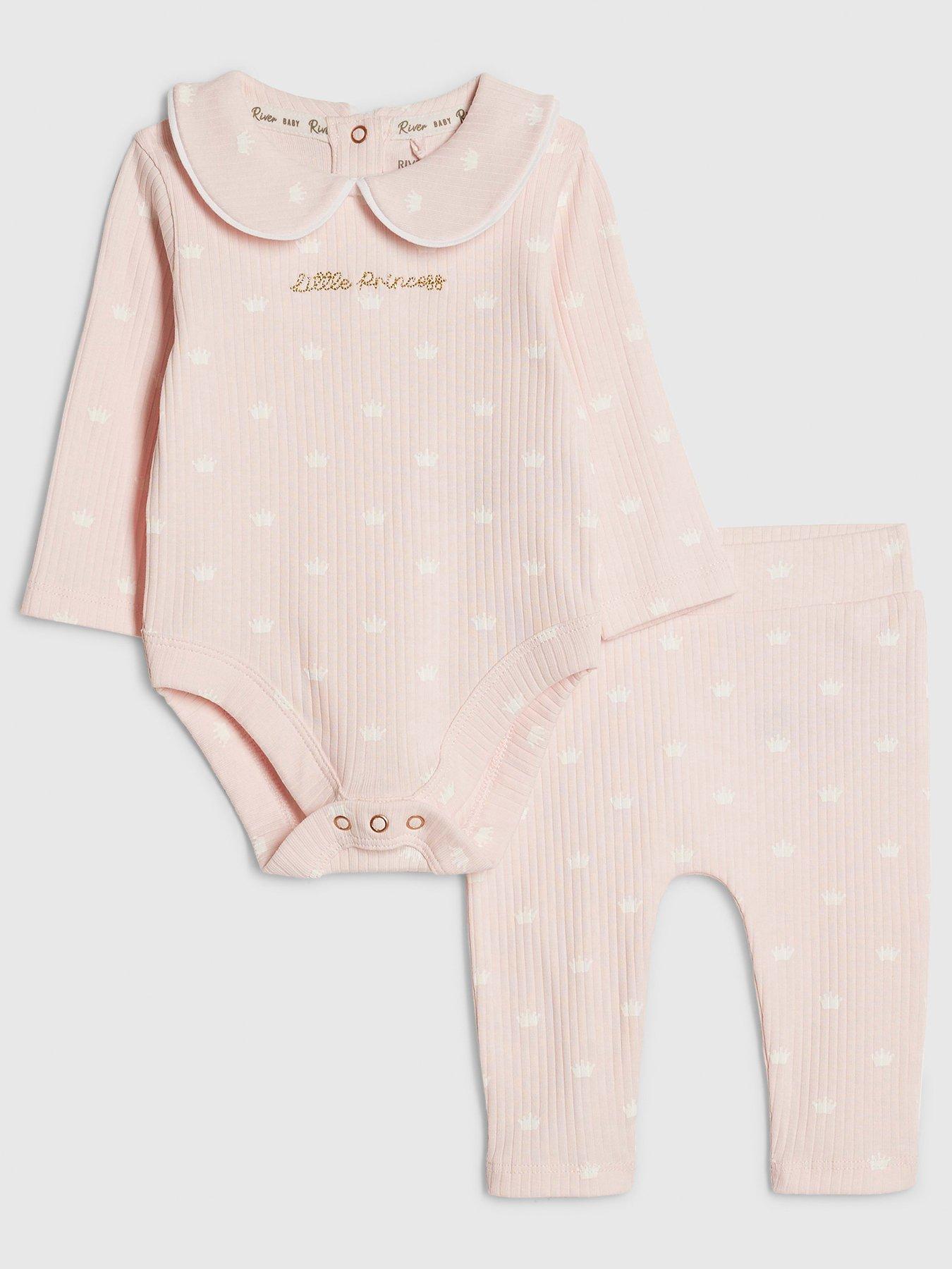 River Island Baby Girls Little Princess Romper Set - Pink
