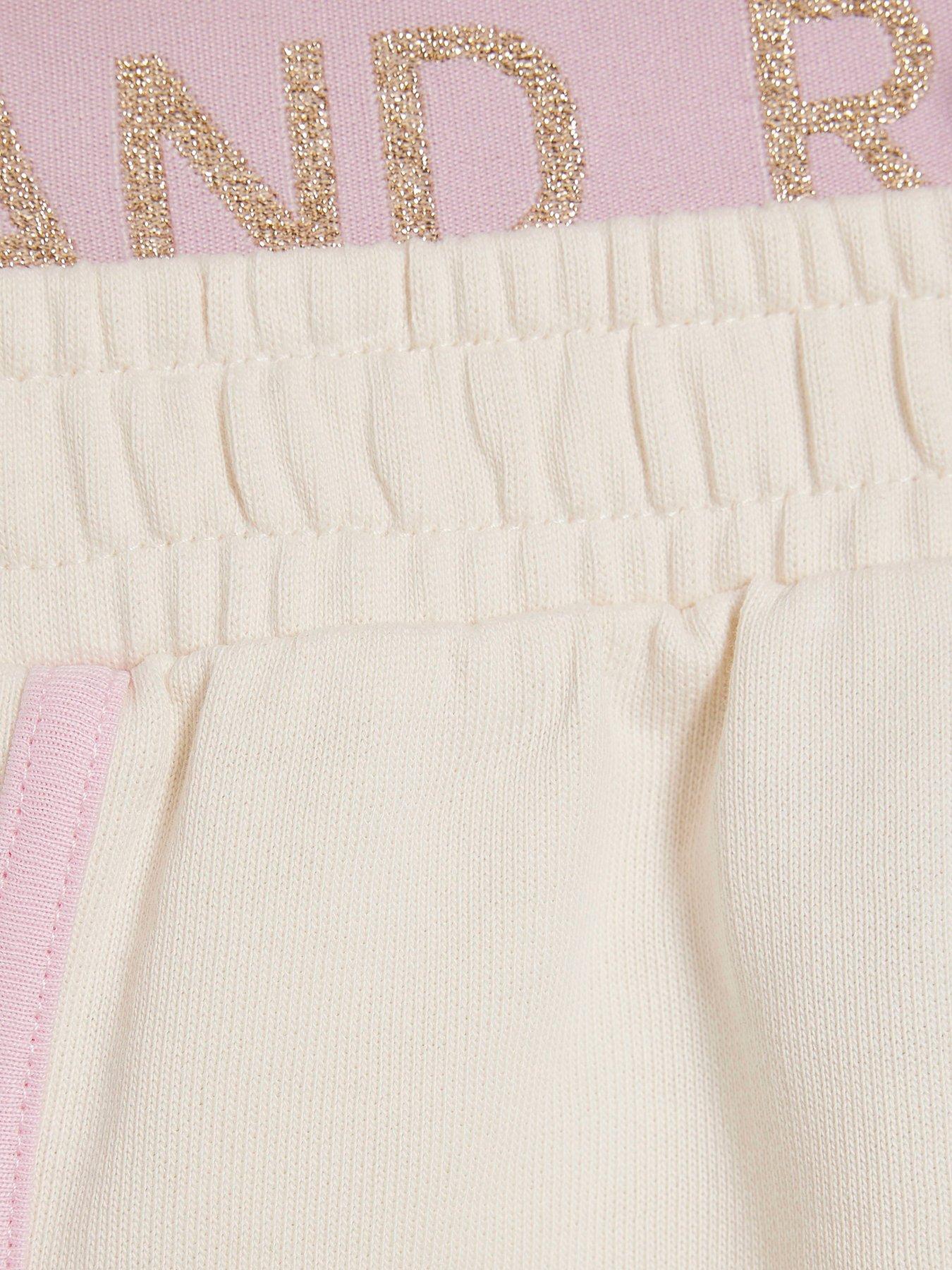 Image 3 of 4 of River Island Older Girls Glitter Waistband Tank And Short Set - Cream