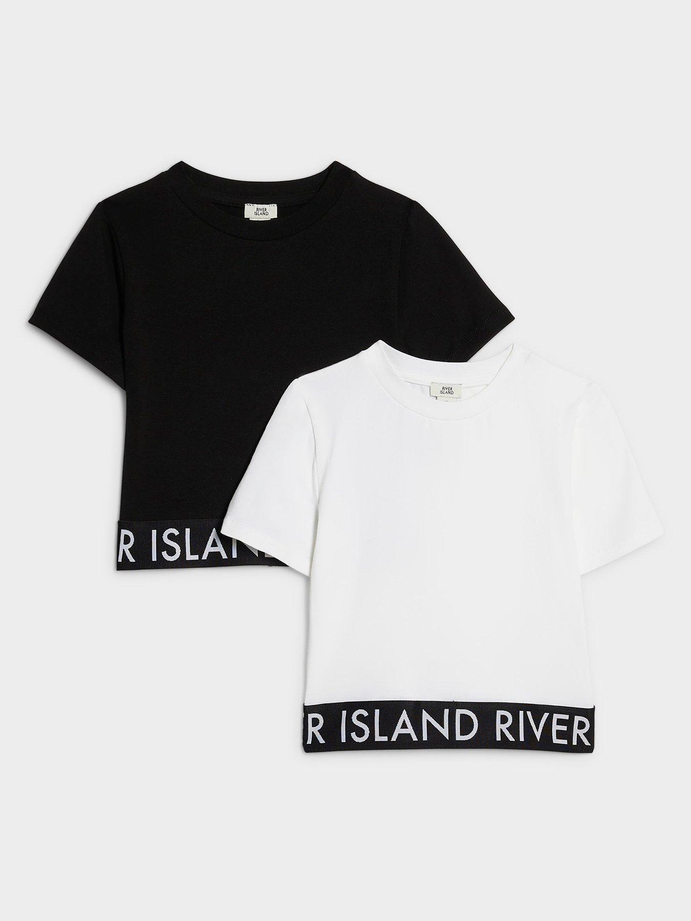 River Island Older Girls 2 Pack Waistband T-shirts - Black