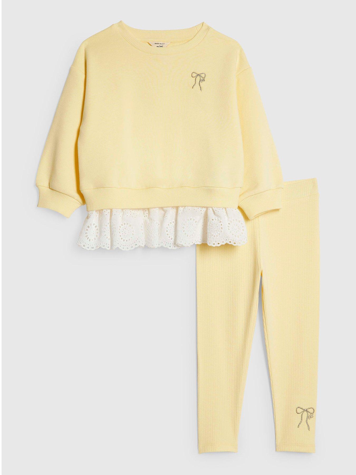 River Island Mini Girls Hybrid Bow Sweatshirt Set - Yellow