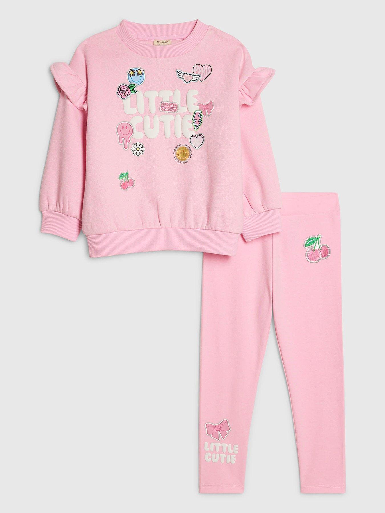 River Island Mini Girls Little Cutie Sweatshirt Set - Pink
