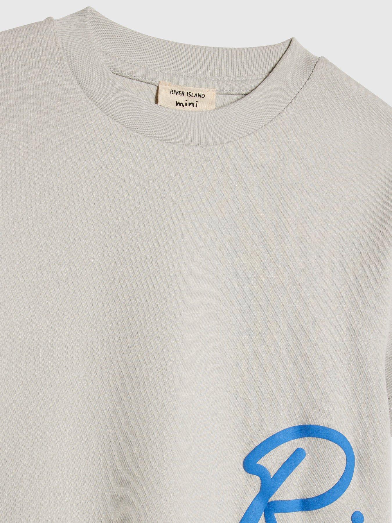 Image 5 of 5 of River Island Mini Boys Branded T-Shirt And Shorts Set - Grey