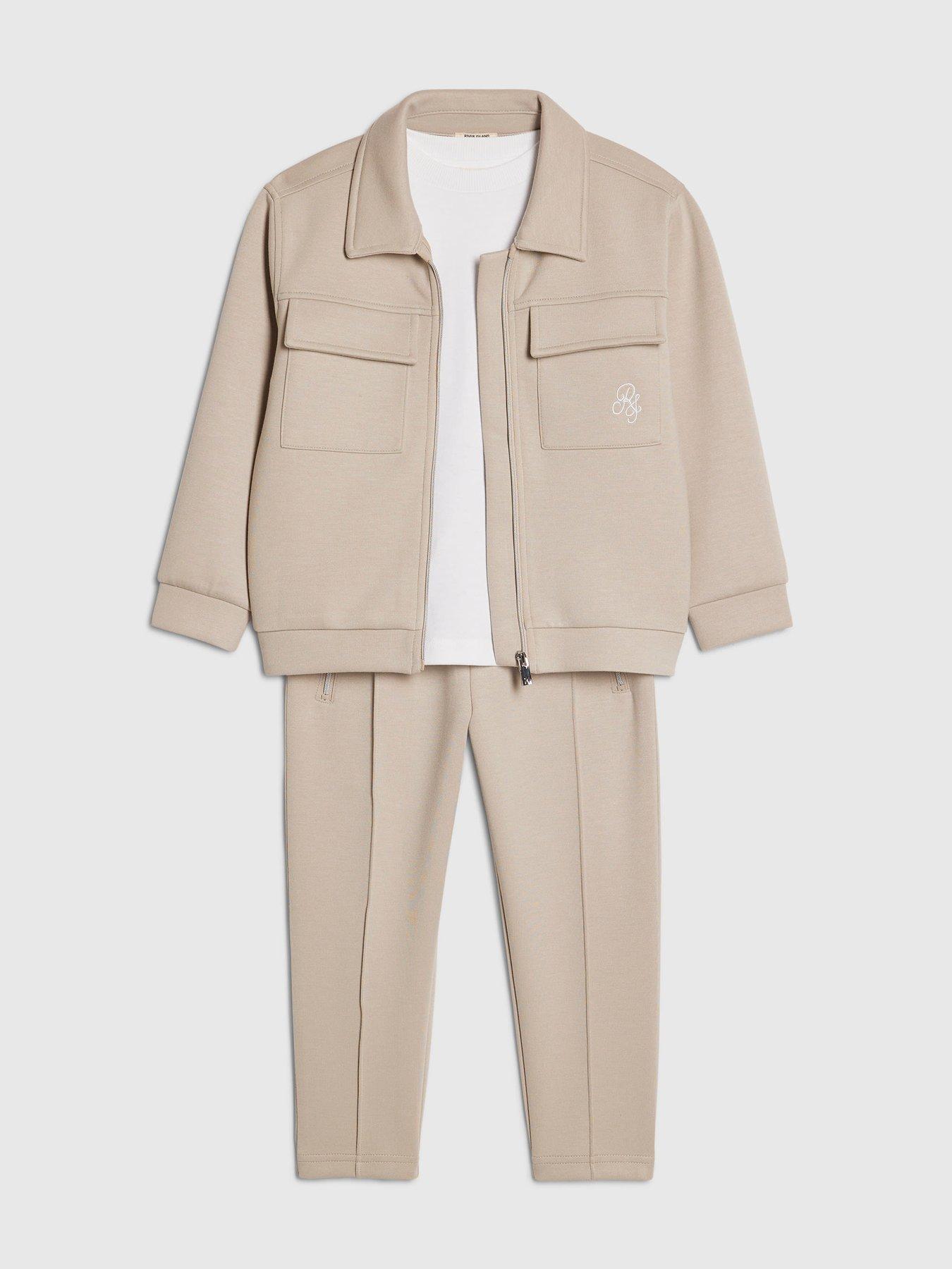 Image 3 of 5 of River Island Mini Boys 3 Piece Jacket Set - Beige
