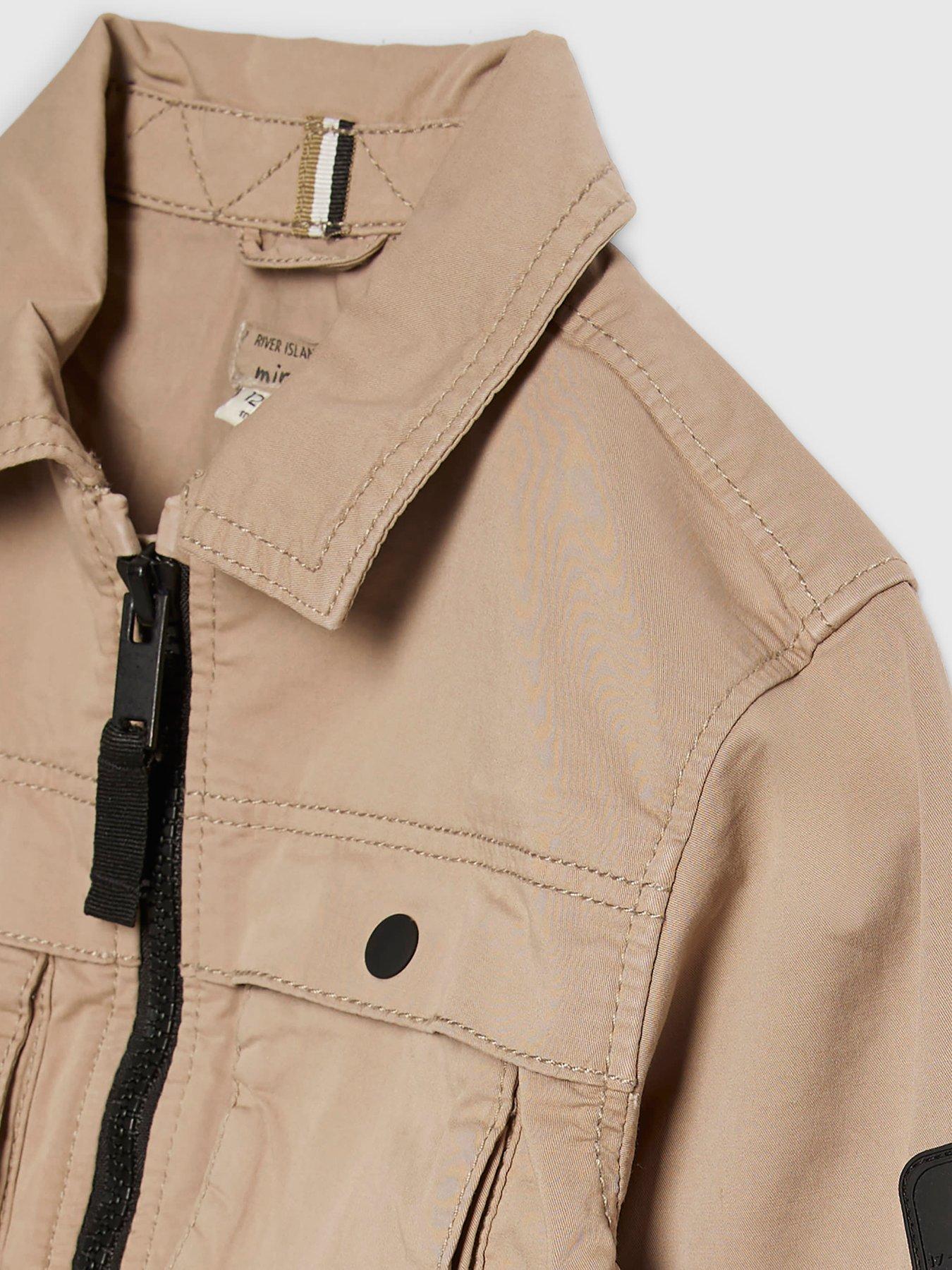 Image 3 of 4 of River Island Mini Mini Boys Zip Up Shacket - Beige