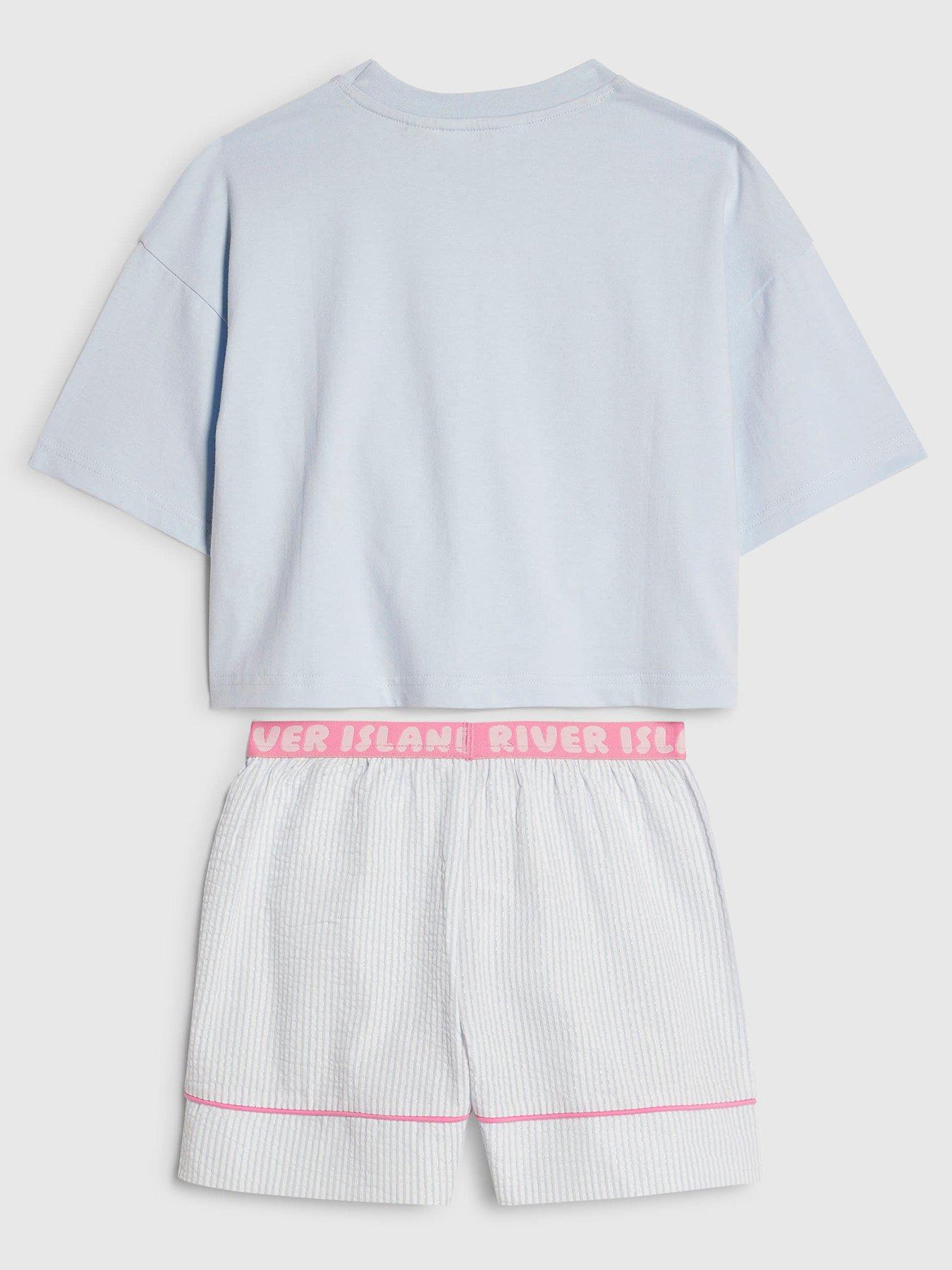Image 2 of 4 of River Island Older Girls Nap Club Pyjama Set - Light Blue