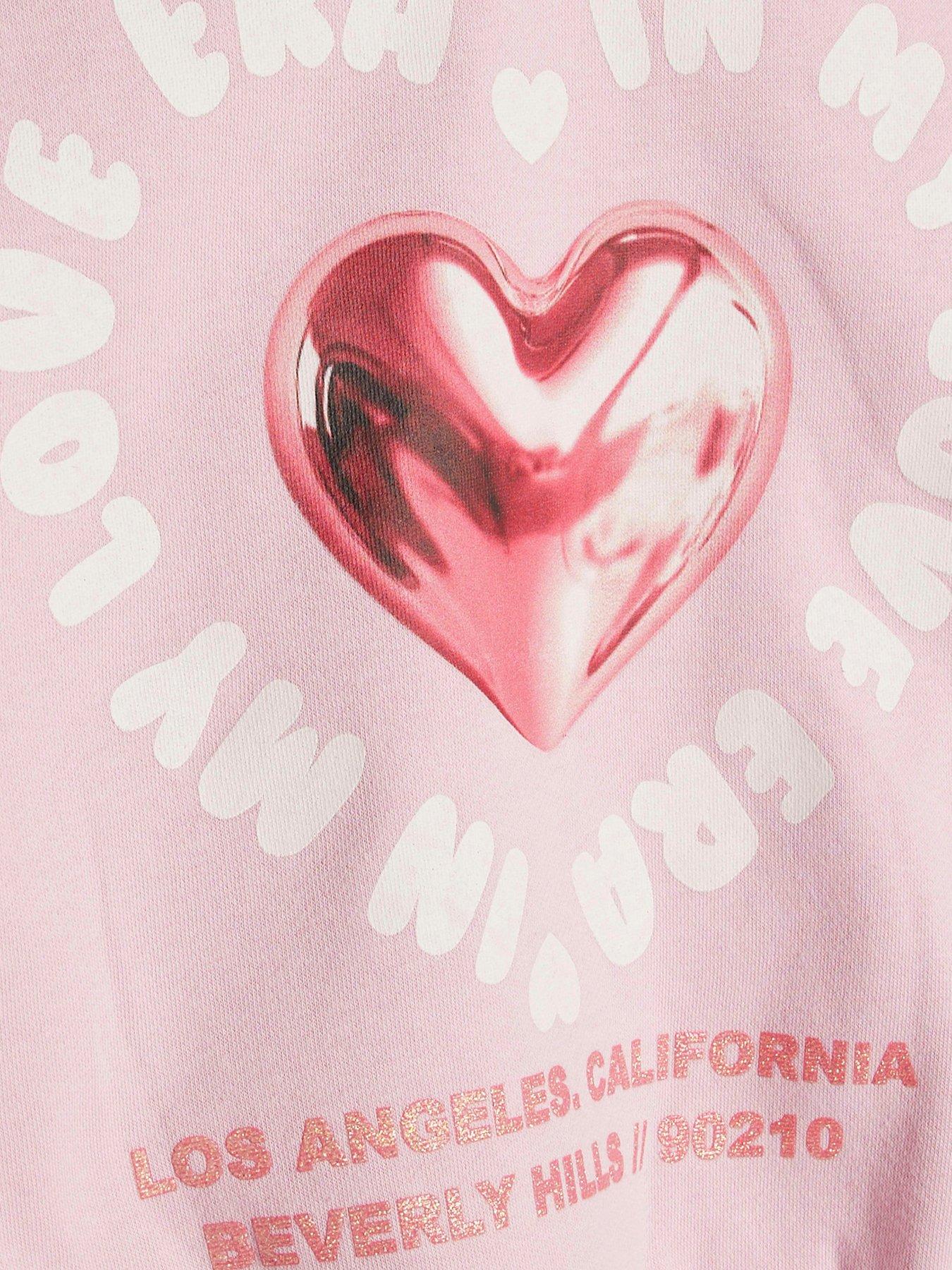 Image 4 of 5 of River Island Older Girls Love Club 3 Piece Hoodie Set - Pink