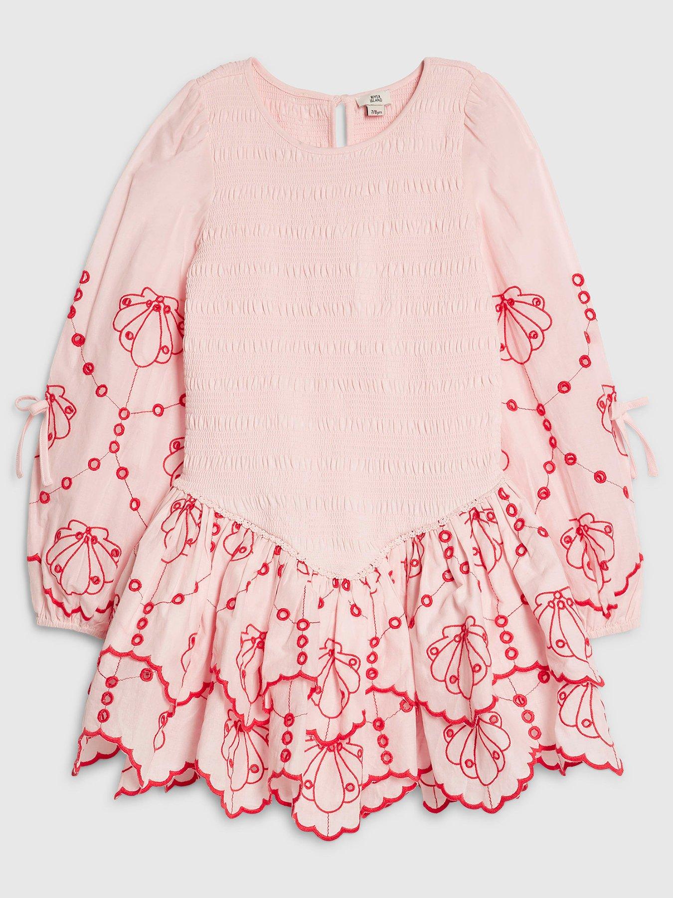 River Island Girls Older Geometric Print Hanky Hem Mini Dress - Pink