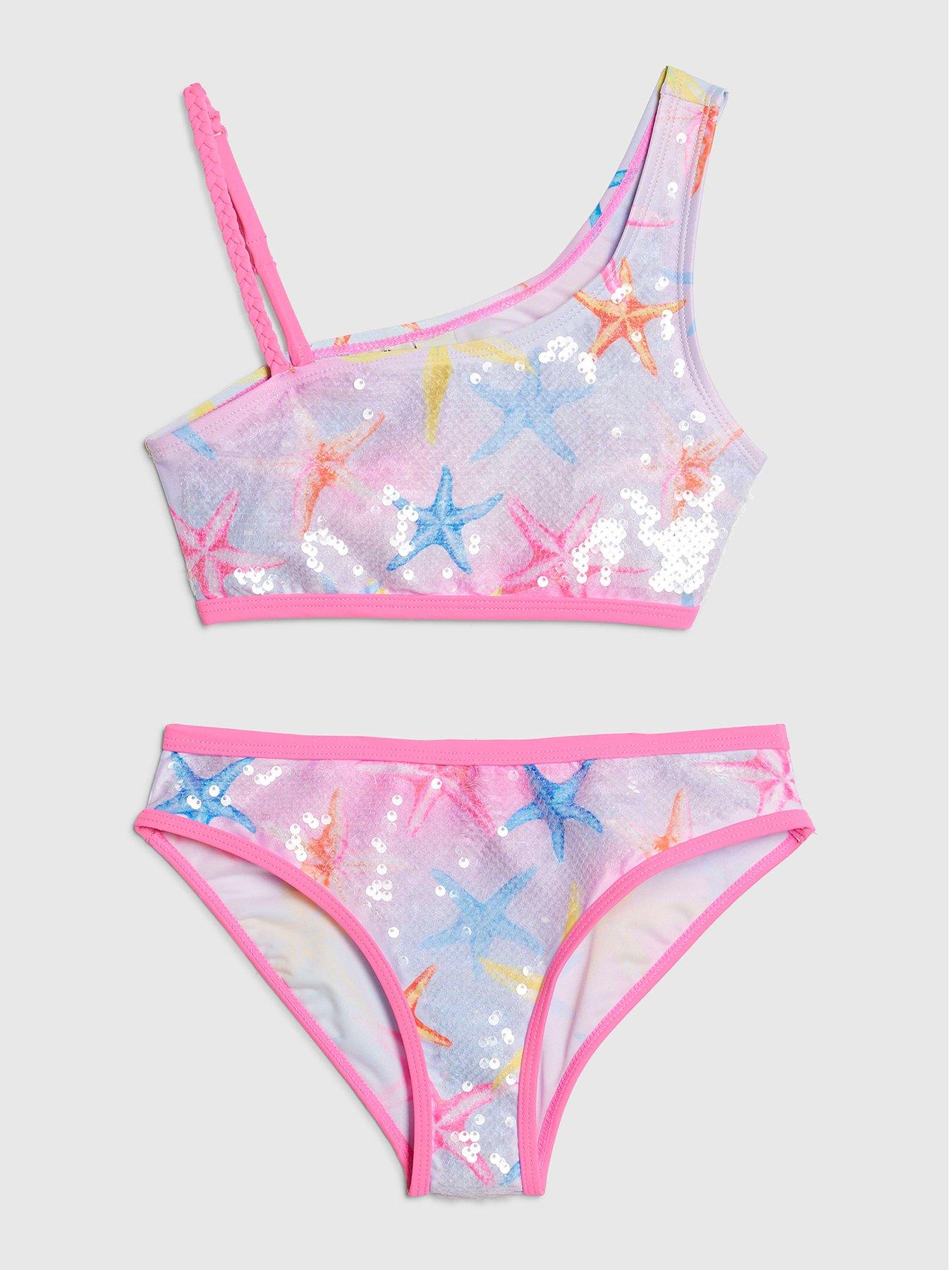 River Island Older Girls Sequin Starfish Bikini Set - Blue