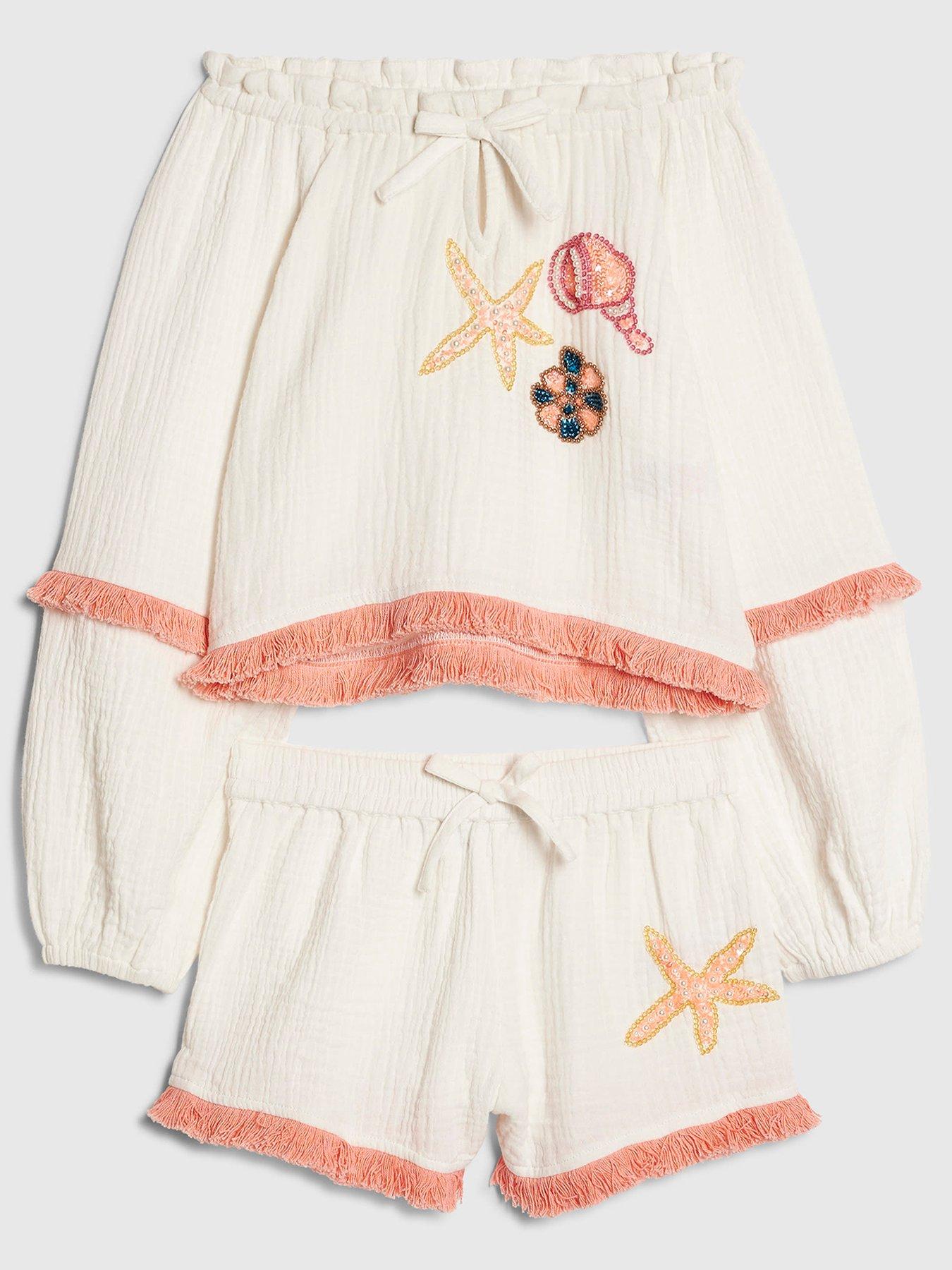 River Island Older Girls Shell Shorts Set - Cream