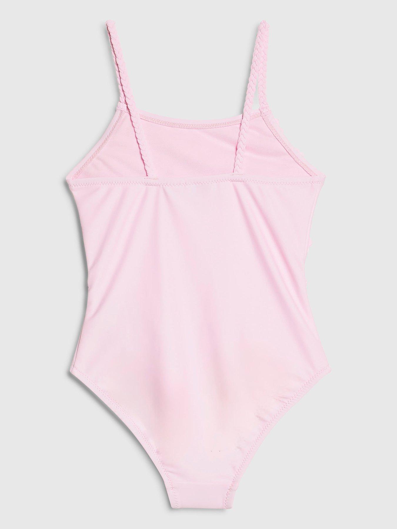 Image 2 of 4 of River Island Mini Girls 3D Floral Swimsuit - Pink