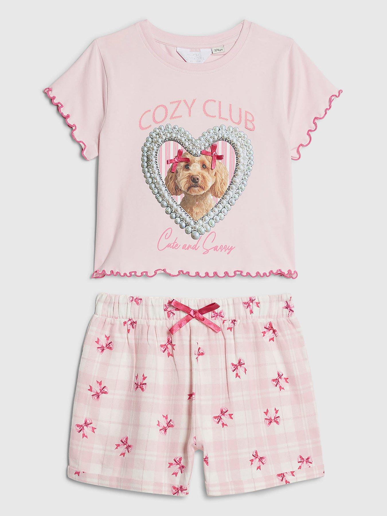 River Island Older Girls Puppy Pyjamas Set - Pink