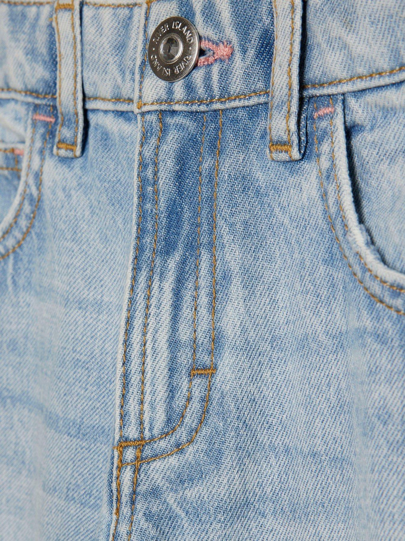 Image 4 of 4 of River Island Older Girls Ripped Straight Jeans - Blue