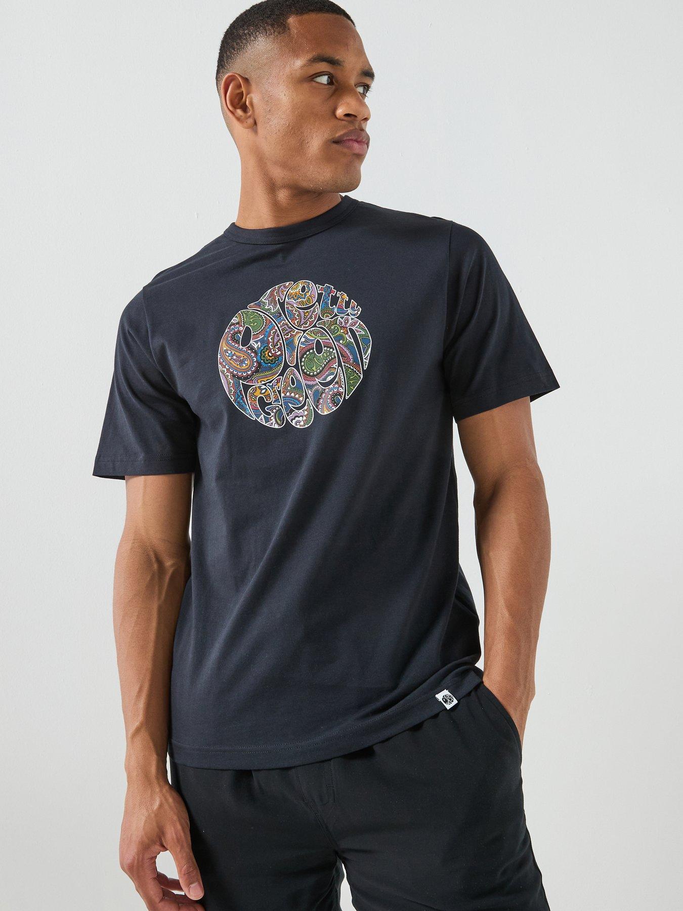 Pretty Green House Paisley Print Logo Short Sleeve T-shirt - Black