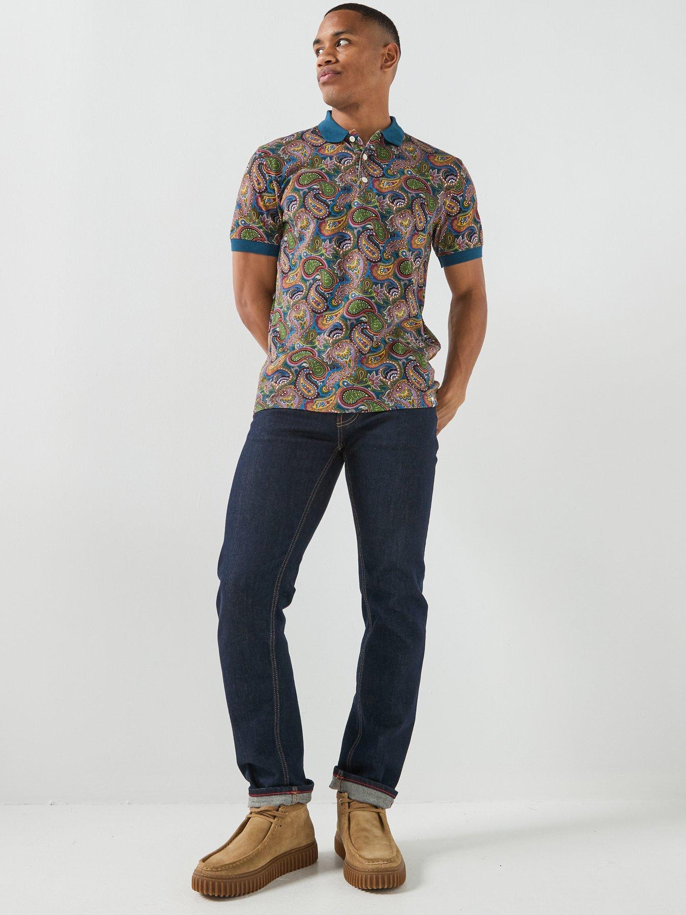 Image 3 of 6 of Pretty Green House Paisley Print Logo Short Sleeve Polo Shirt - Multi