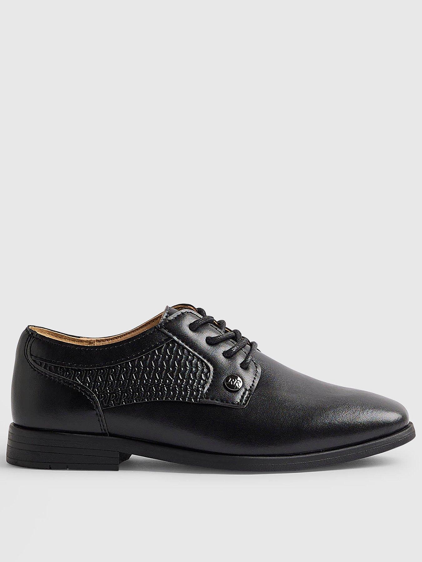 River Island: Older Boys Faux Leather Point Shoes - Black