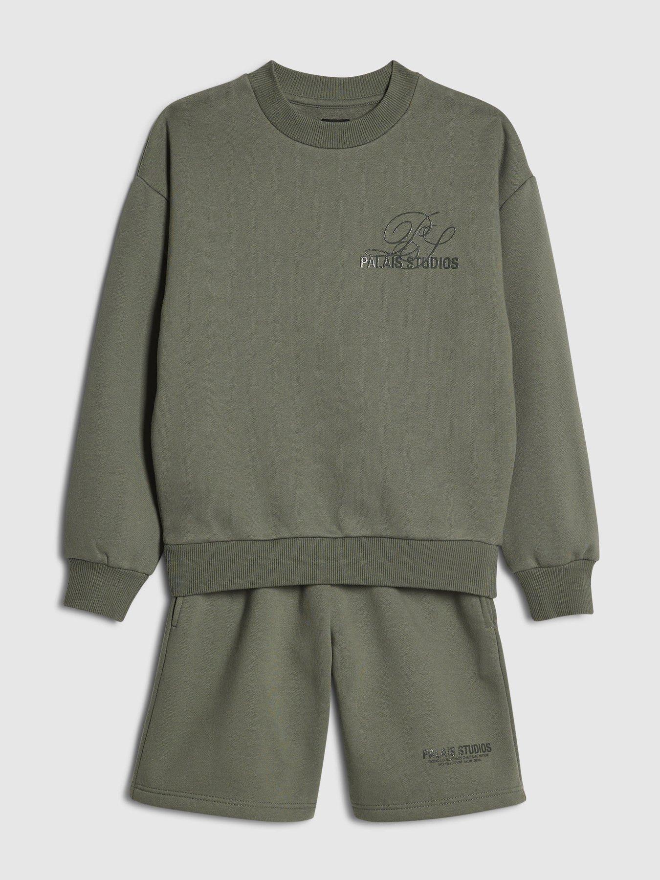 Image 3 of 5 of River Island Older Boys Palais Sweatshirt Set - Green