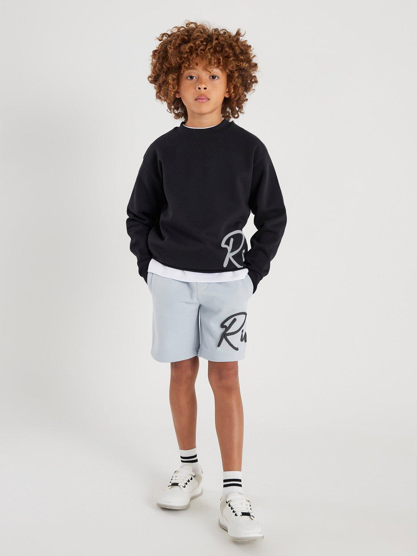 River Island Older Boys Logo Script Sweatshirt Set - Navy