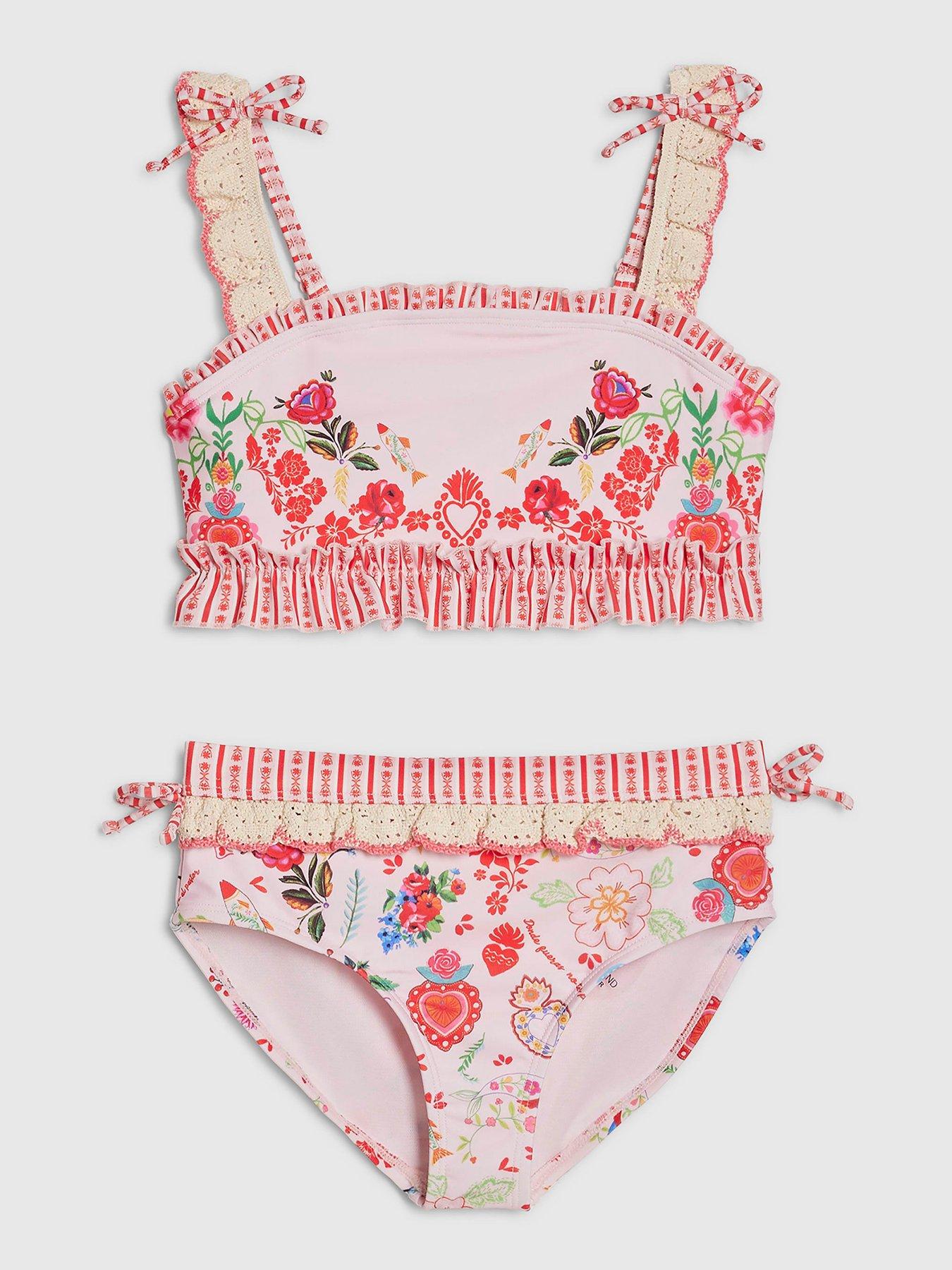 River Island Older Girls Floral Mexicana Print Bikini Set - Pink