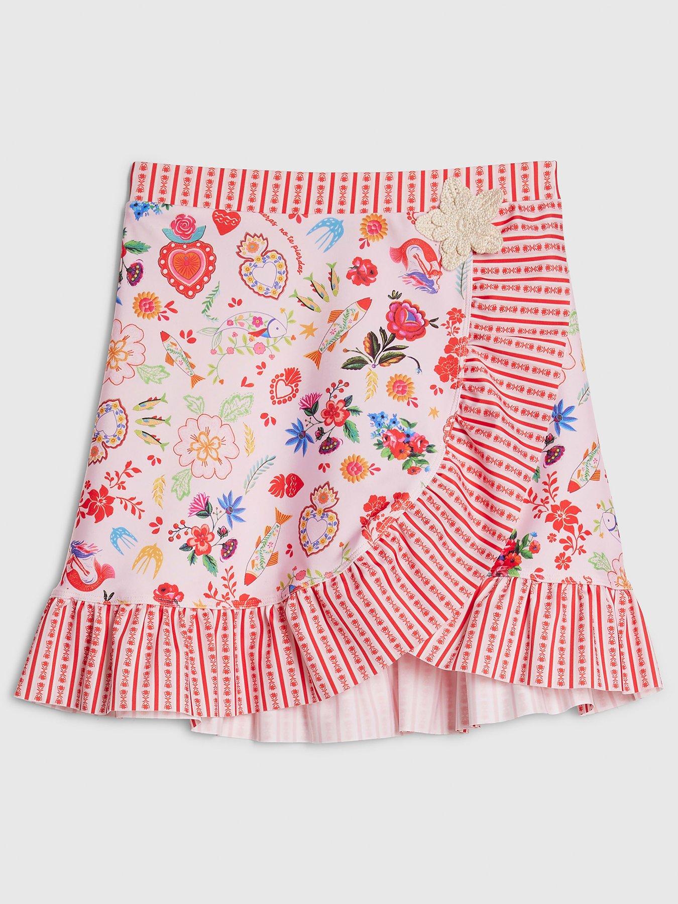 River Island Older Girls Floral Print Swim Skirt - Pink
