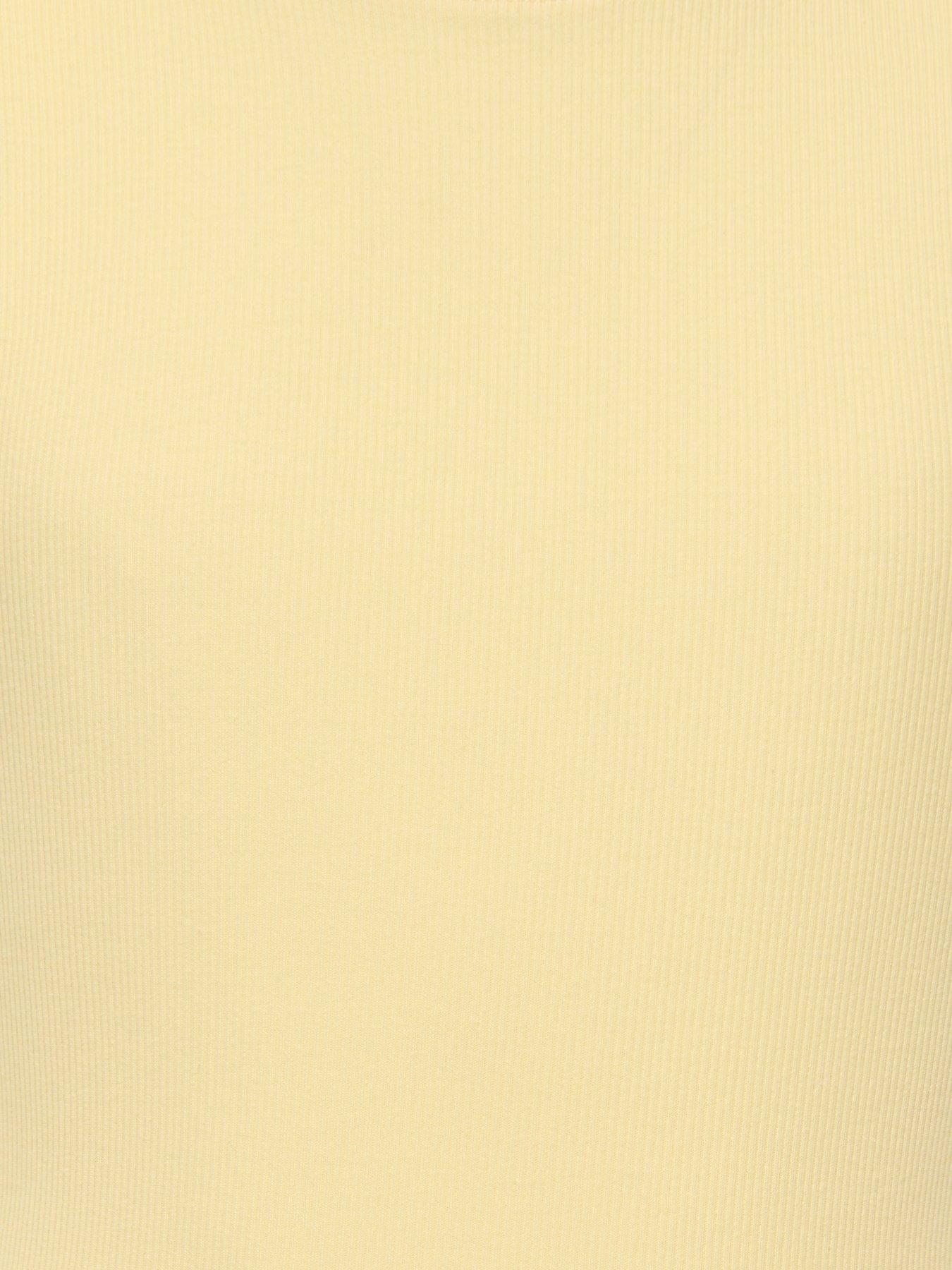 Image 7 of 7 of Only Kids Girls Frill Sleeve Ribbed Bodycon Dress - Yellow