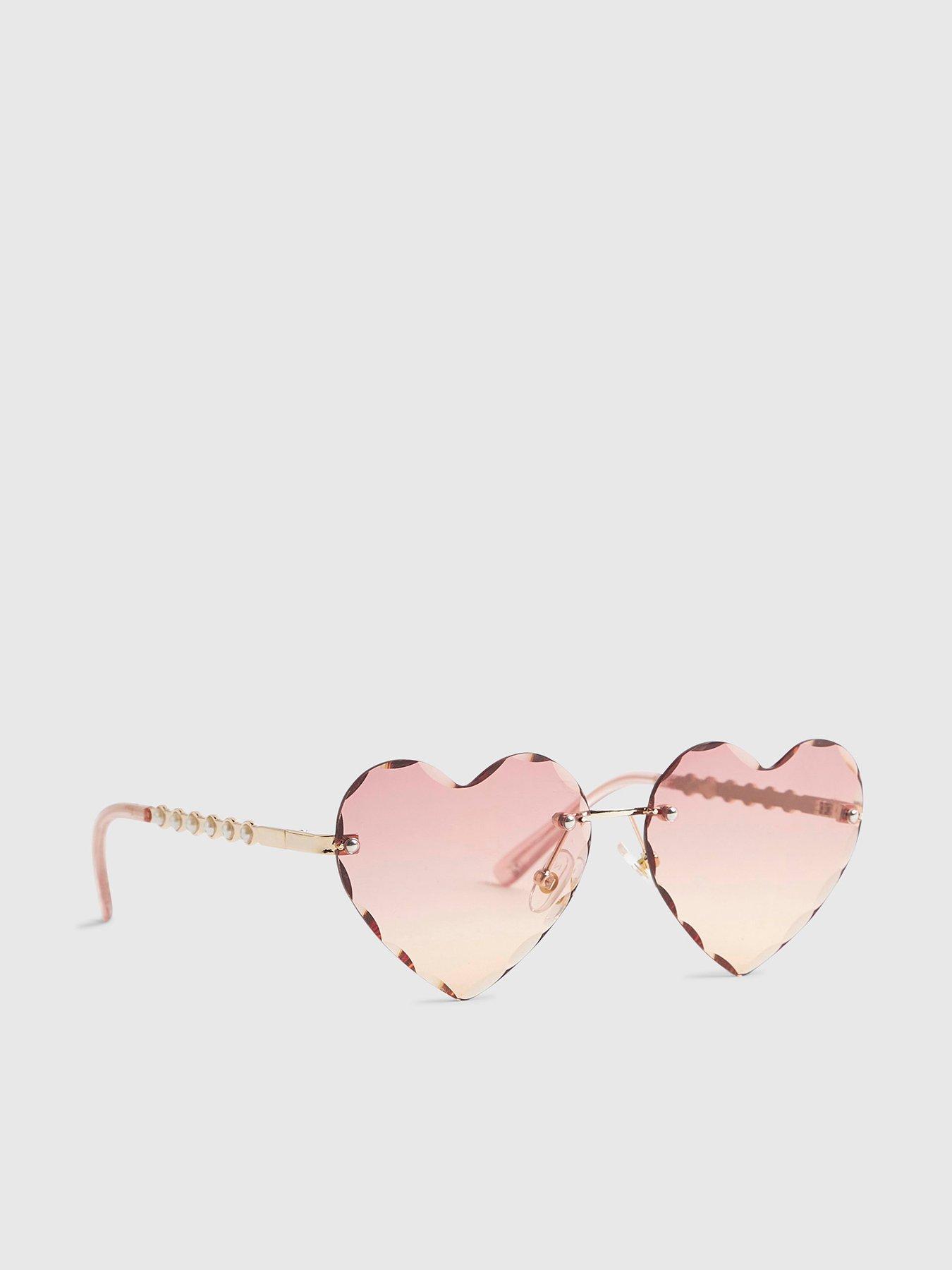 River Island Older Girls Rimless Heart Sunglasses - Pink